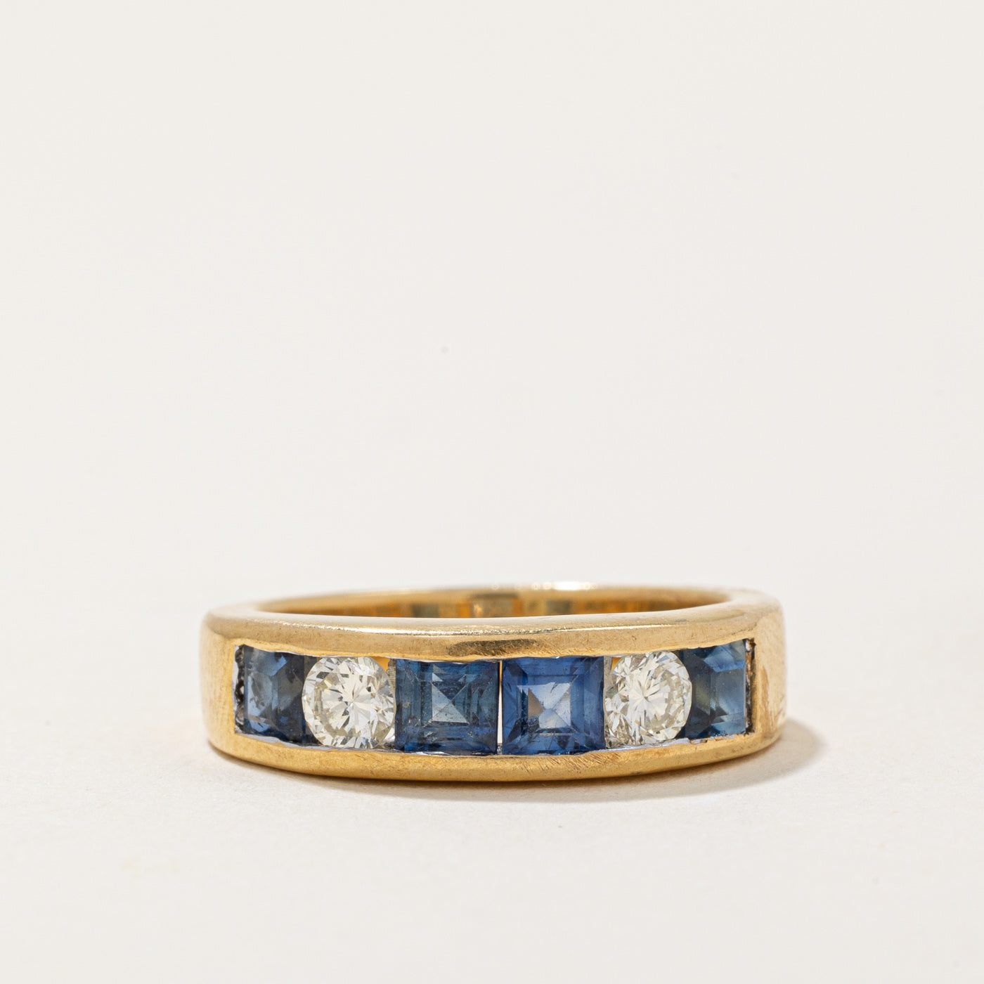 Channel Set Sapphire & Diamond Ring | 0.88ctw, 0.26ctw | SZ 5 |