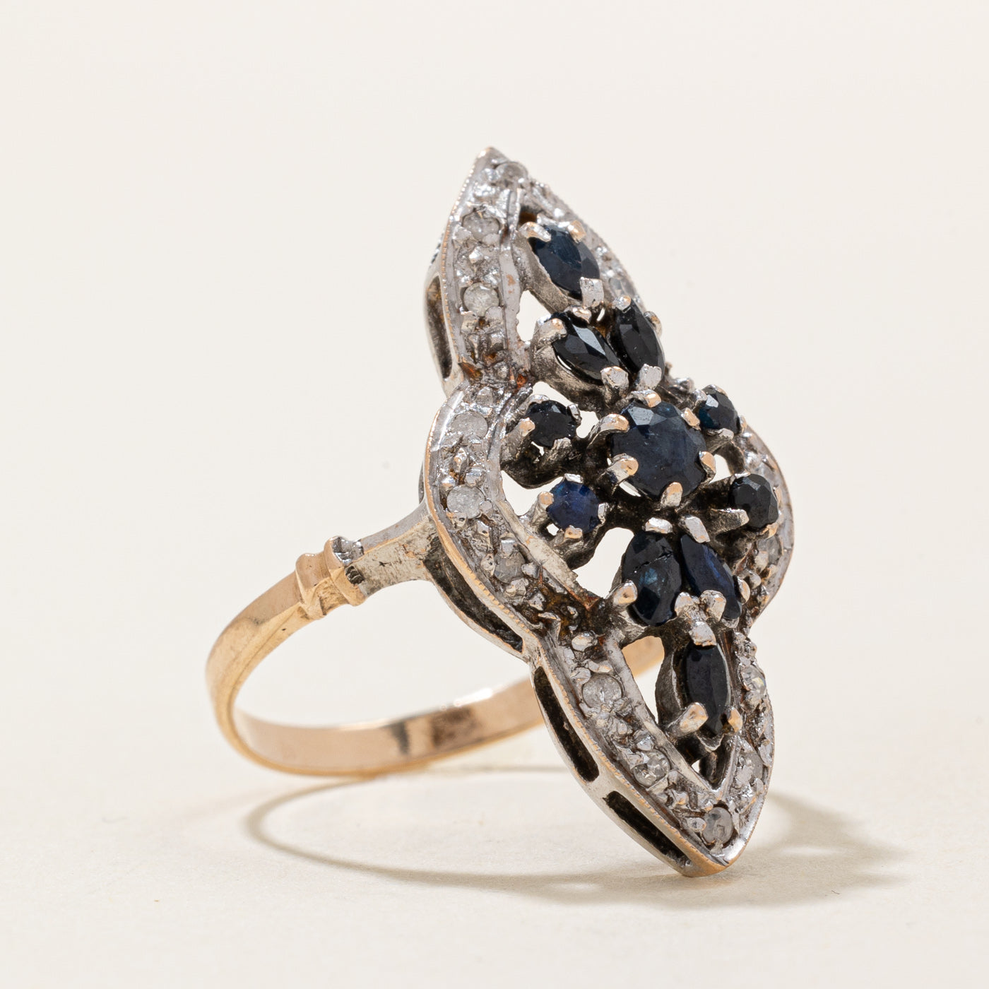 Sapphire & Diamond Cocktail Ring | 0.40ctw, 0.07ctw | SZ 6 |