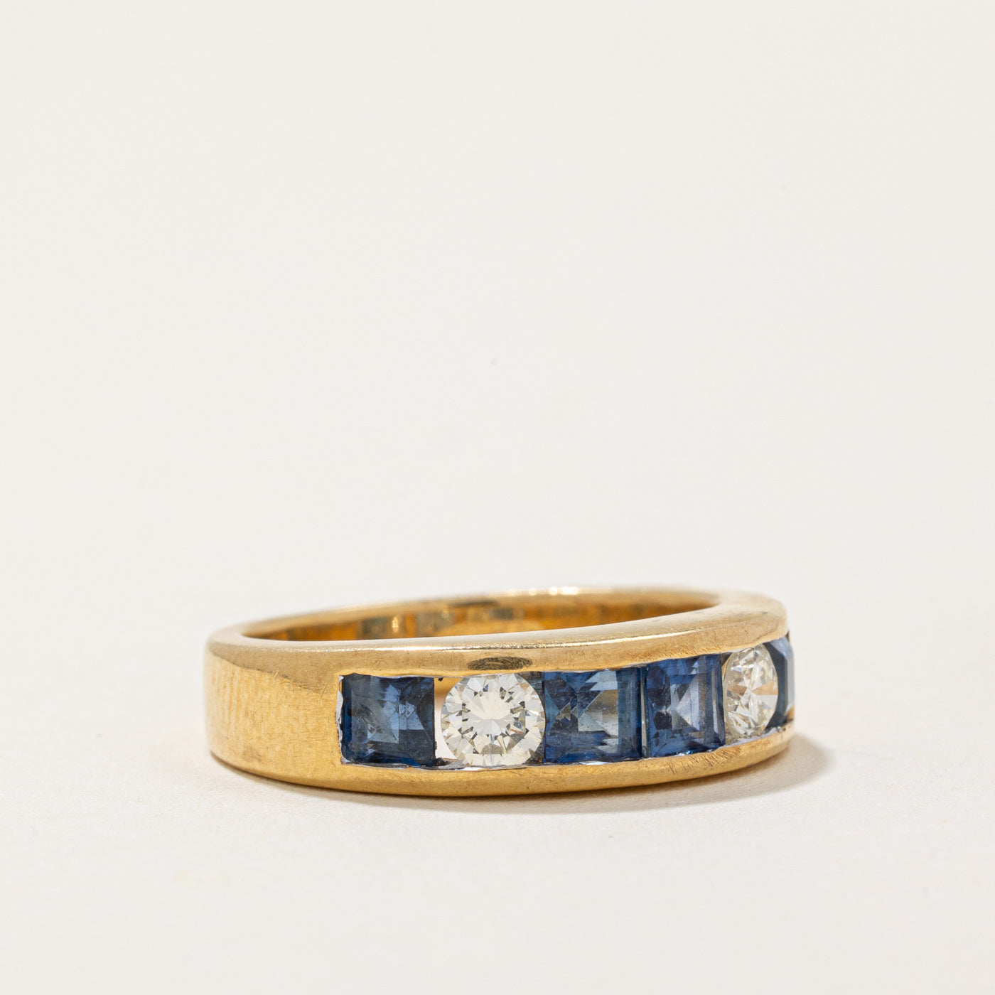 Channel Set Sapphire & Diamond Ring | 0.88ctw, 0.26ctw | SZ 5 |
