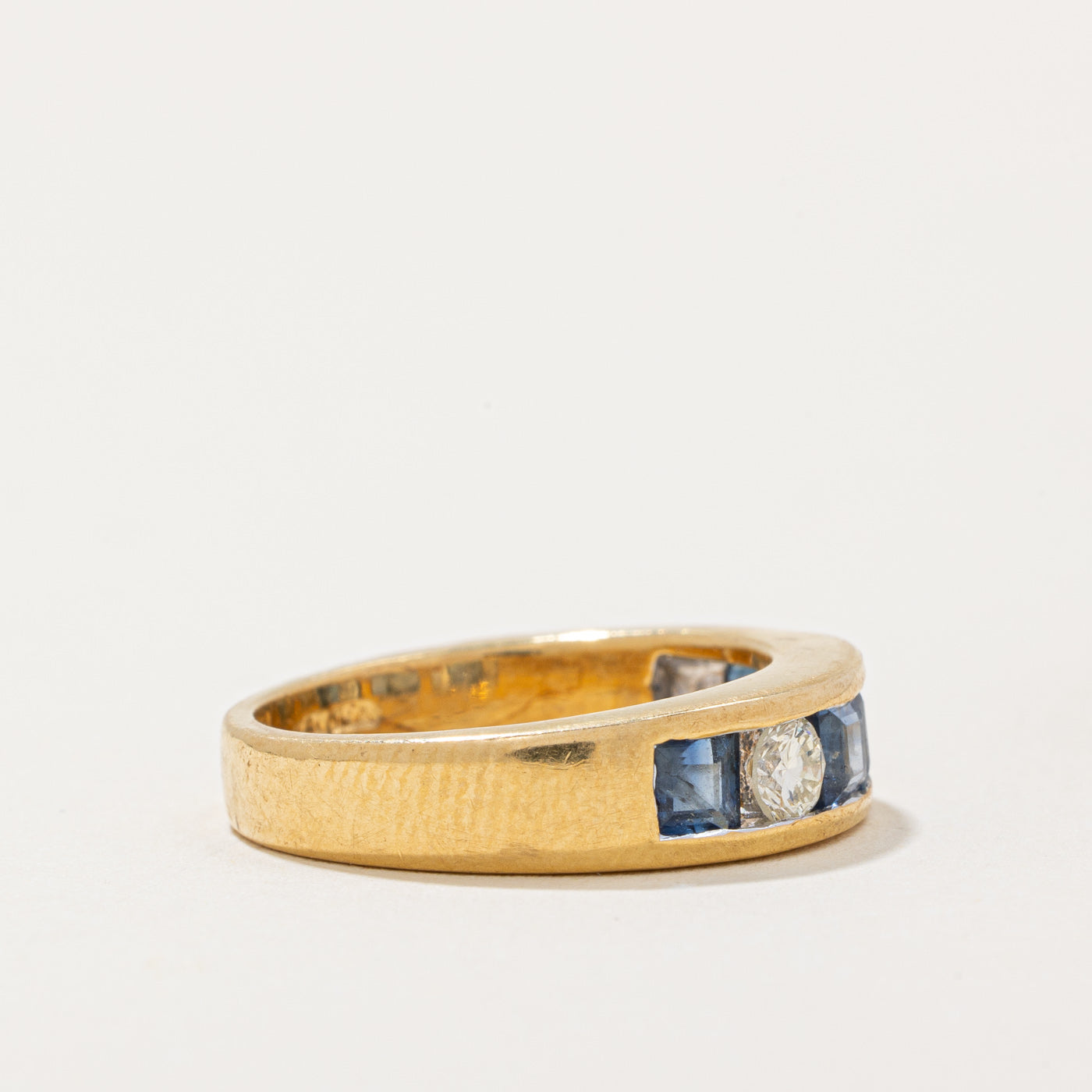 Channel Set Sapphire & Diamond Ring | 0.88ctw, 0.26ctw | SZ 5 |