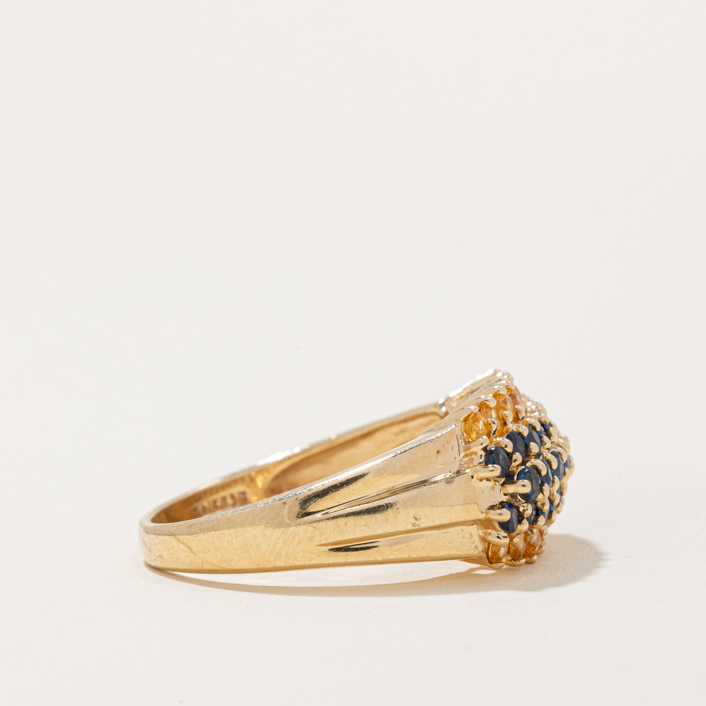 Five Row Yellow & Blue Sapphire Cocktail Ring | 1.10ctw | SZ 9.25 |