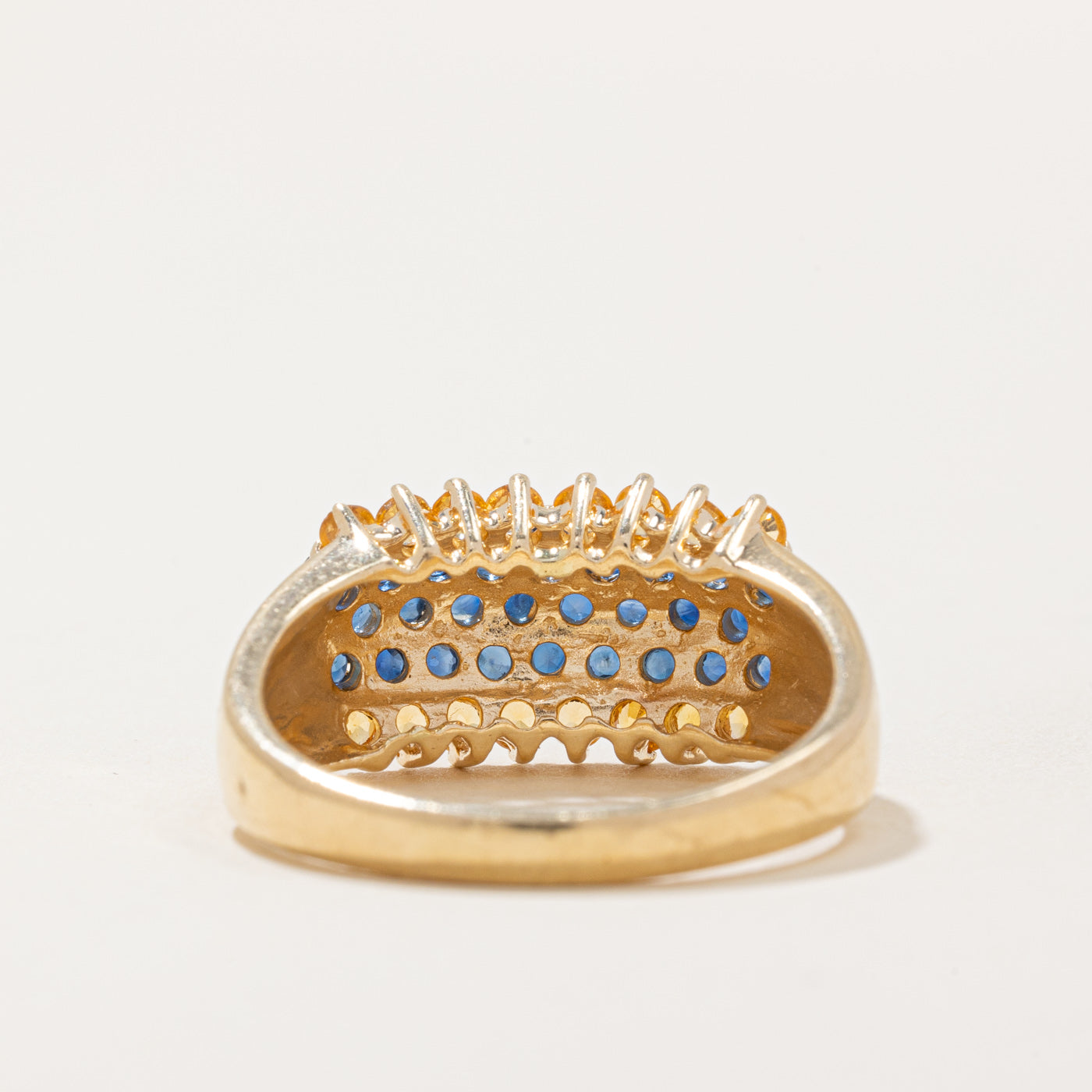Five Row Yellow & Blue Sapphire Cocktail Ring | 1.10ctw | SZ 9.25 |