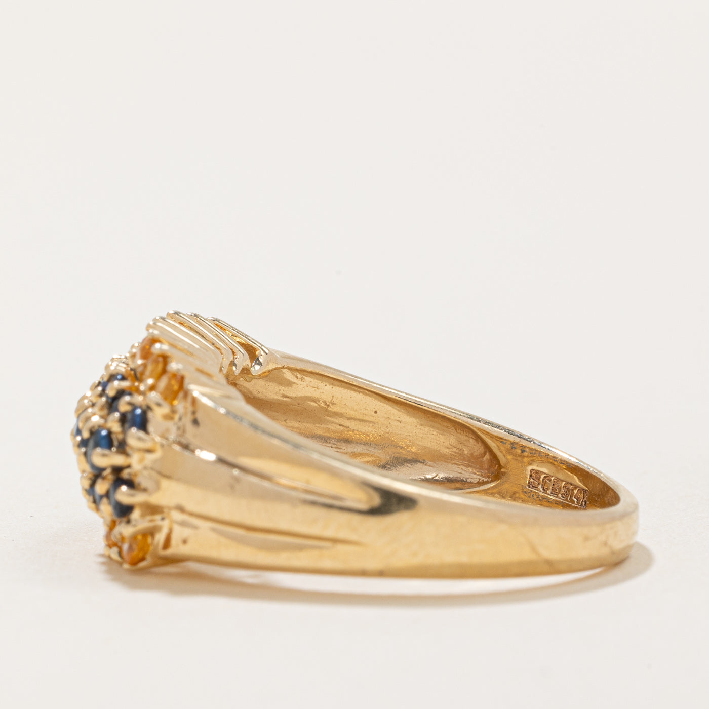 Five Row Yellow & Blue Sapphire Cocktail Ring | 1.10ctw | SZ 9.25 |