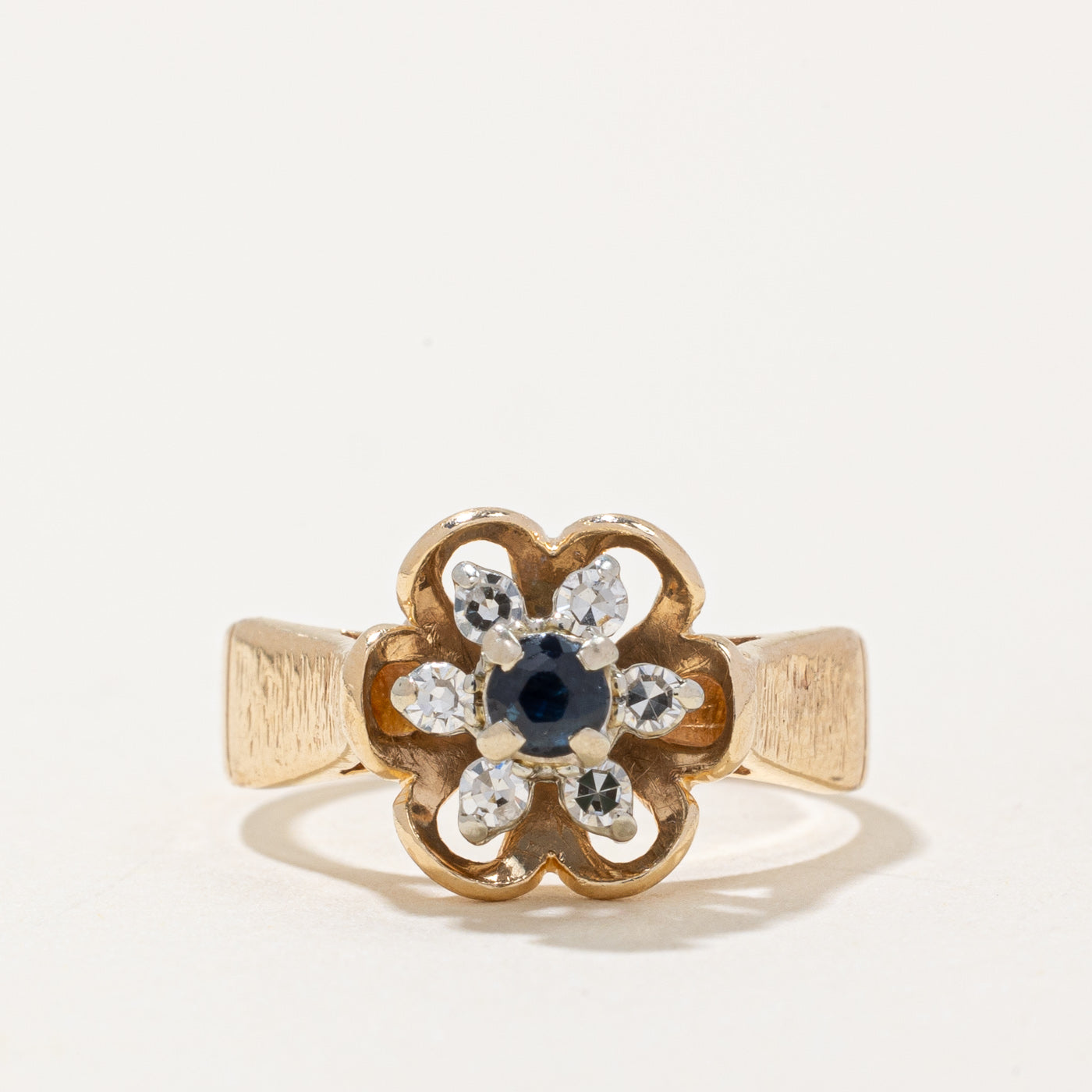 Sapphire & Diamond Flower Ring | 0.12ct, 0.10ctw | SZ 4 |