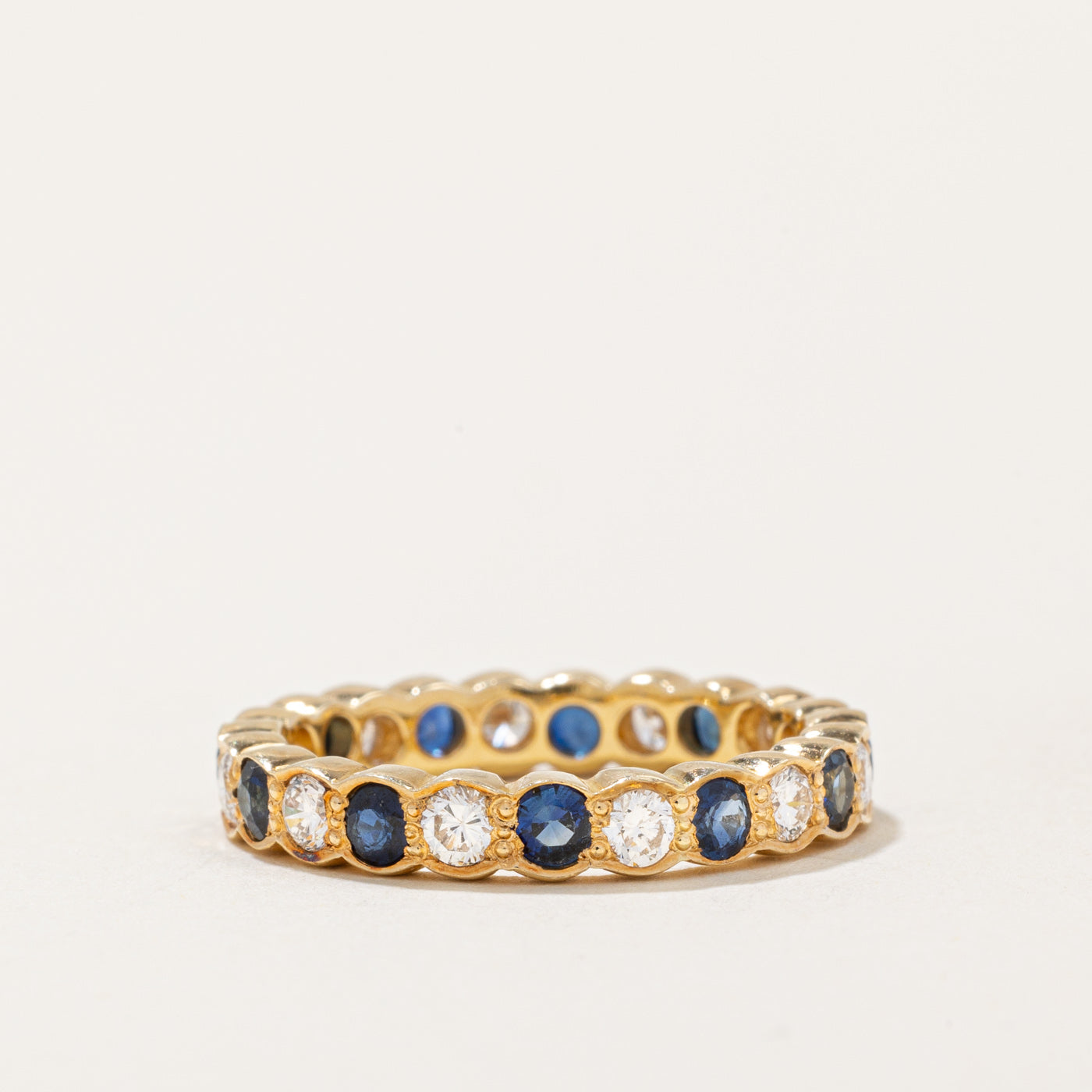 Bague d'éternité en diamants et saphirs | 0,60 ct, 0,55 ct | Taille 5 |