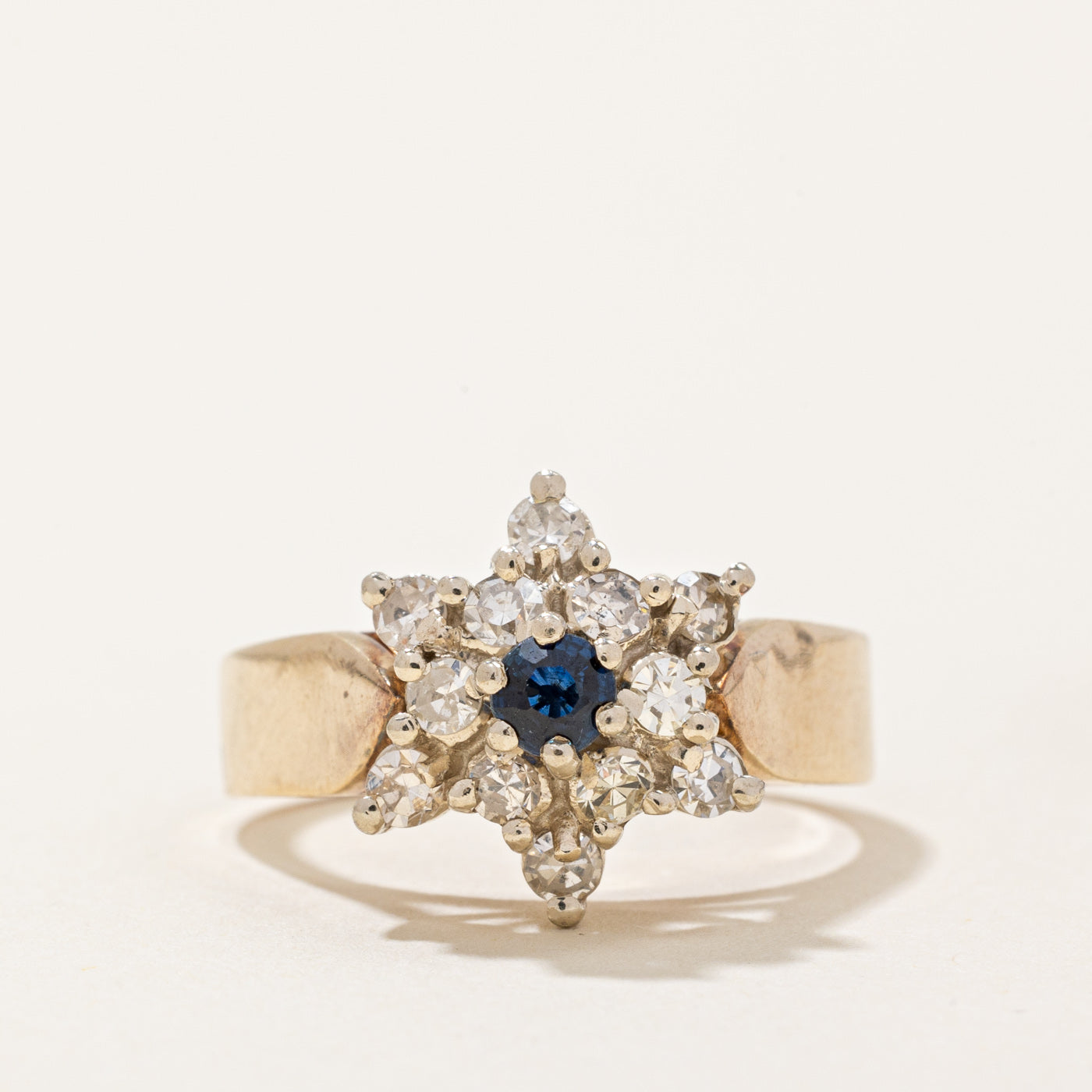 Diamond Halo & Sapphire Cocktail Ring | 0.38ctw, 0.16ct | SZ 6.25 |