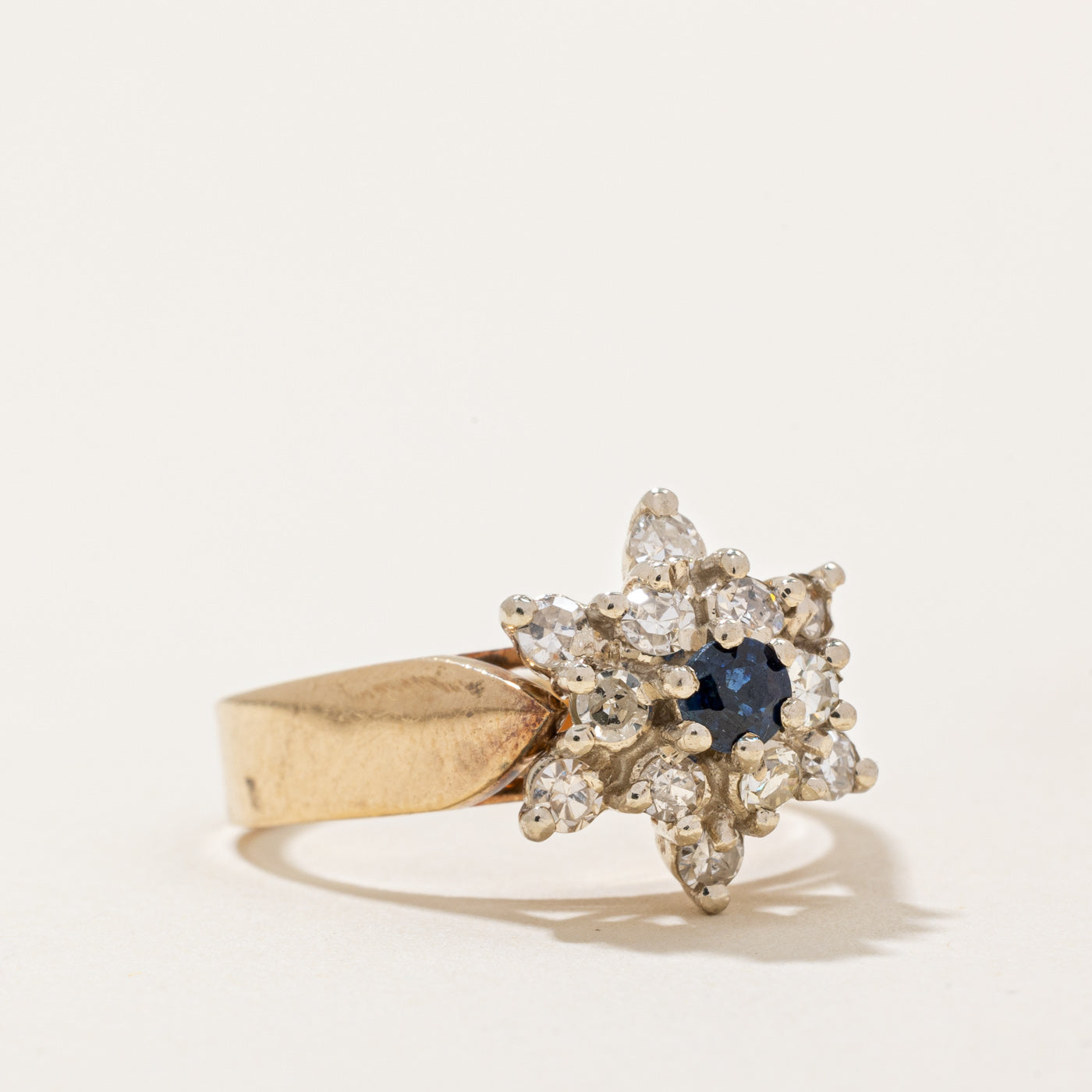 Diamond Halo & Sapphire Cocktail Ring | 0.38ctw, 0.16ct | SZ 6.25 |