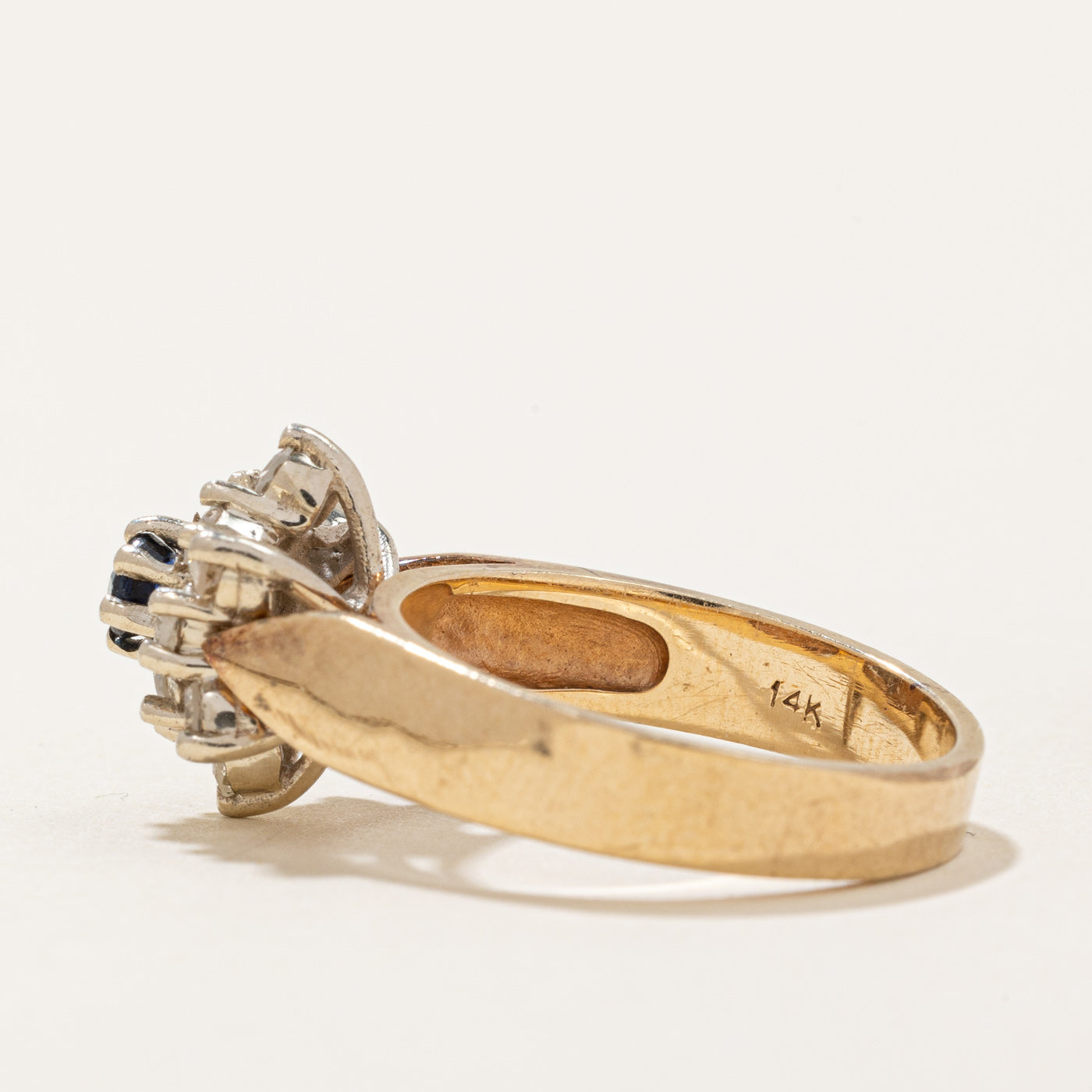 Diamond Halo & Sapphire Cocktail Ring | 0.38ctw, 0.16ct | SZ 6.25 |