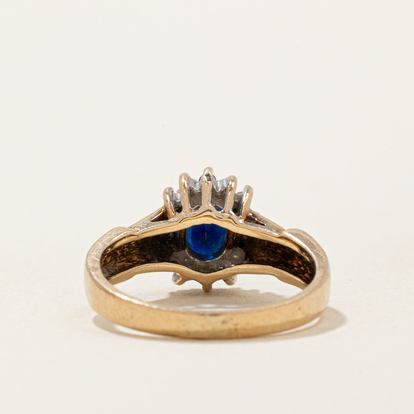 Synthetic Sapphire & Diamond Halo Ring | 0.50ct, 0.03ctw | SZ 4 |