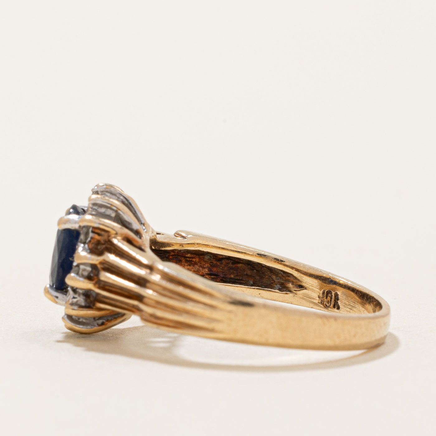 Synthetic Sapphire & Diamond Halo Ring | 0.50ct, 0.03ctw | SZ 4 |