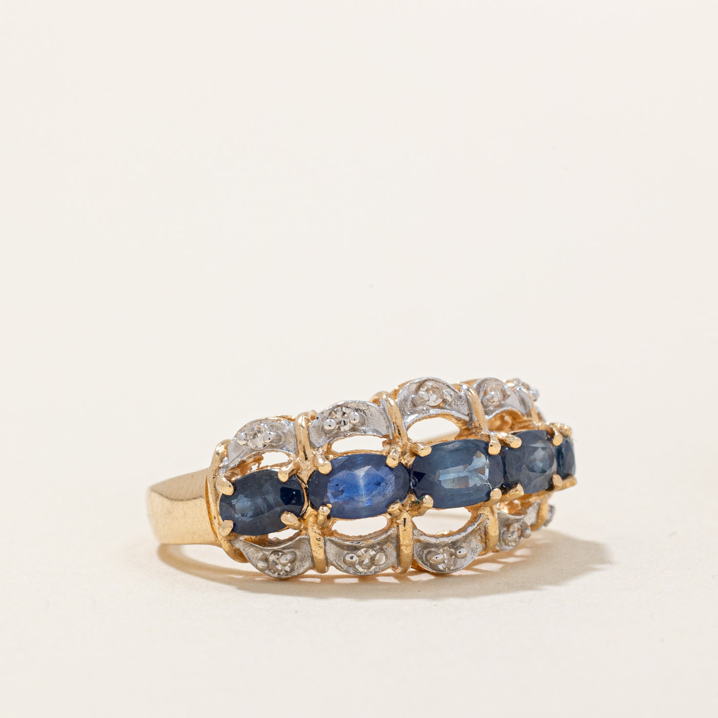 Sapphire & Diamond Cocktail Ring | 1.25ctw, 0.05ctw | SZ 5.75 |