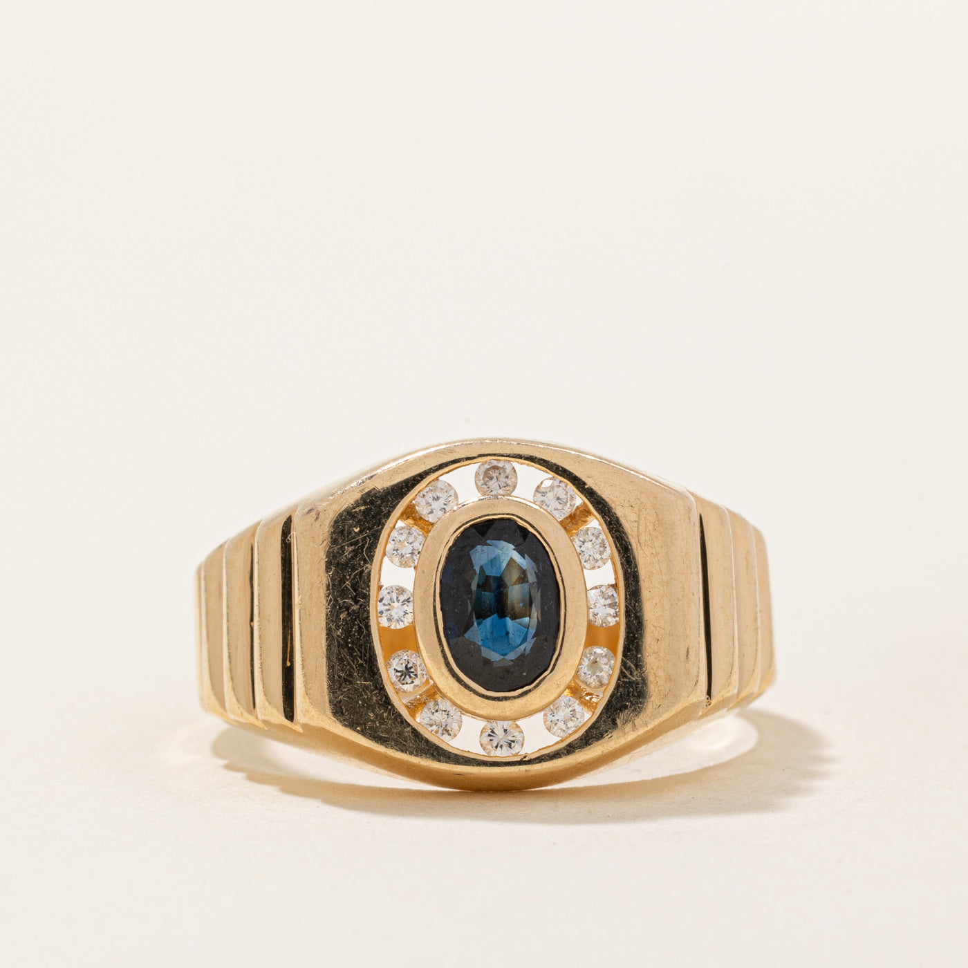 Sapphire & Diamond Halo Ring | 0.60ct, 0.12ctw | SZ 10 |