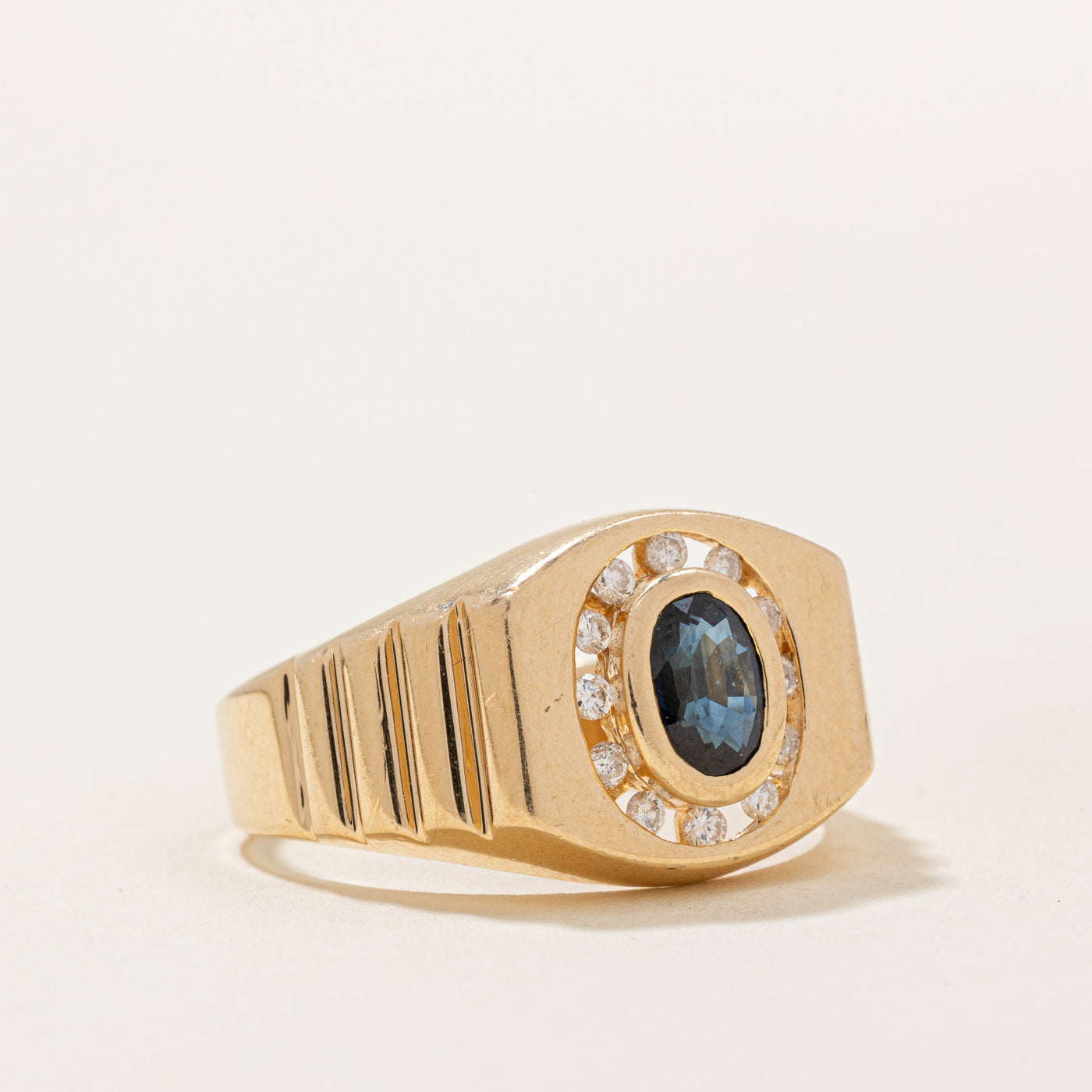 Sapphire & Diamond Halo Ring | 0.60ct, 0.12ctw | SZ 10 |