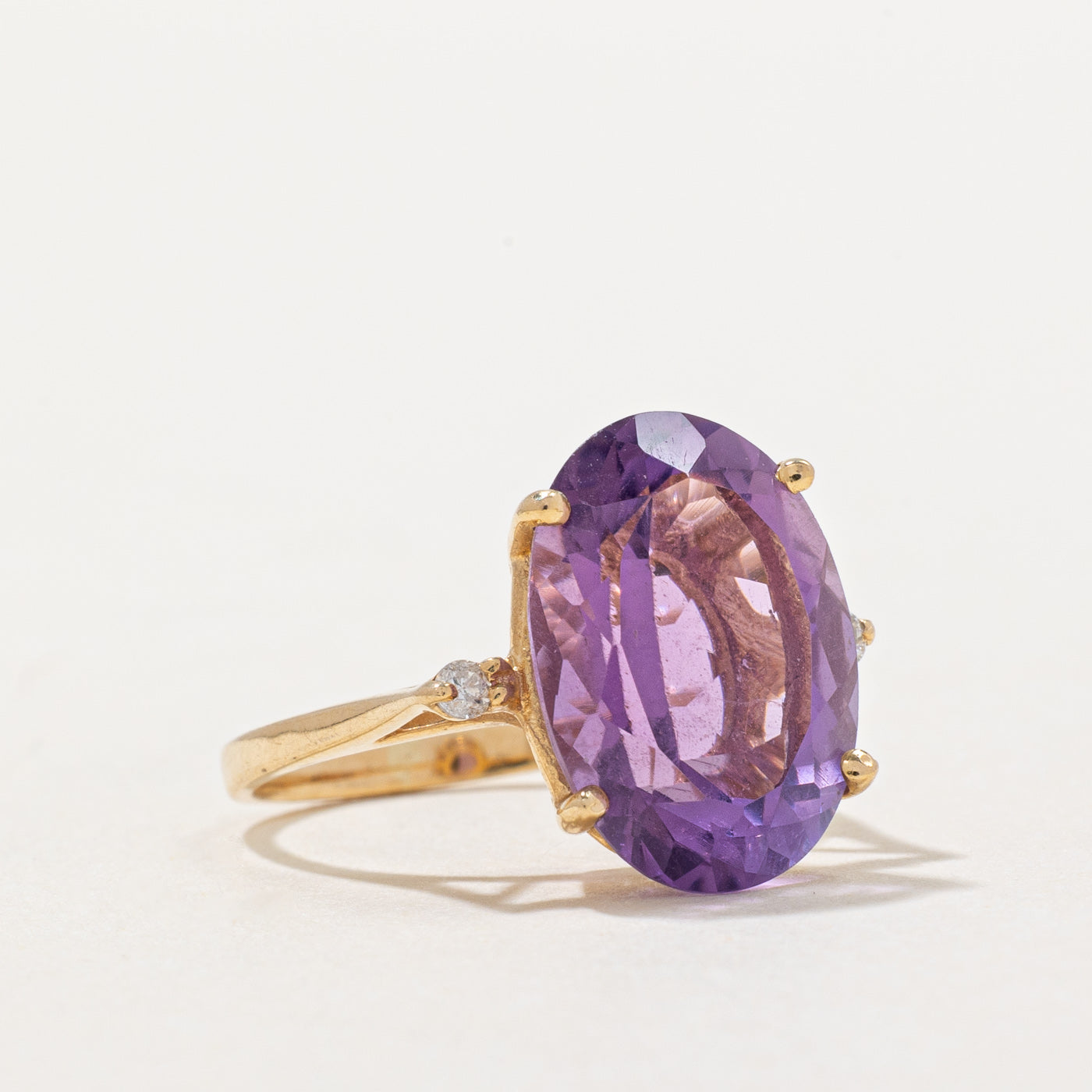Amethyst & Diamond Cocktail Ring | 5.50ct, 0.04ctw | SZ 4.5 |