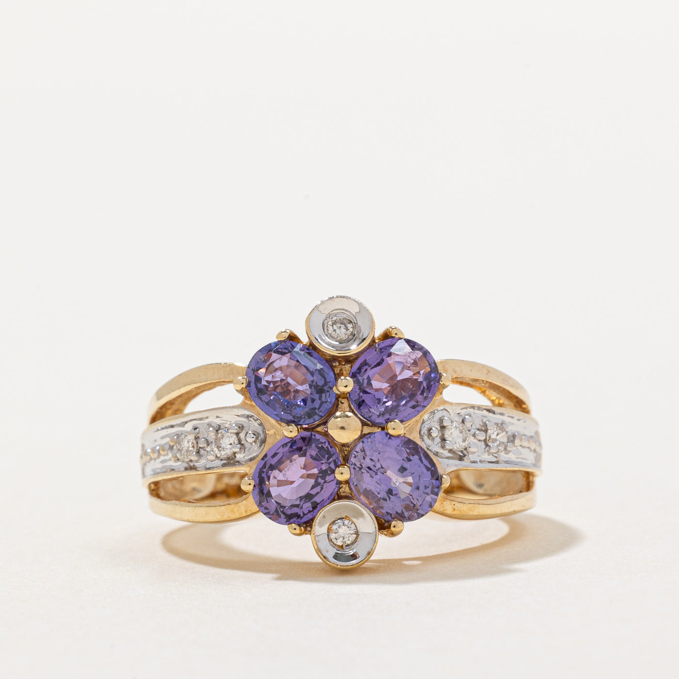 Violet Sapphire & Diamond Cocktail Ring | 1.20ctw, 0.10ctw | SZ 5.75 |