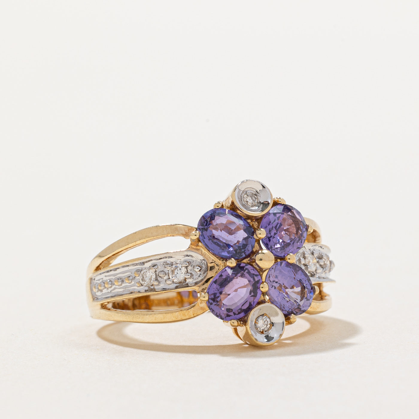Violet Sapphire & Diamond Cocktail Ring | 1.20ctw, 0.10ctw | SZ 5.75 |