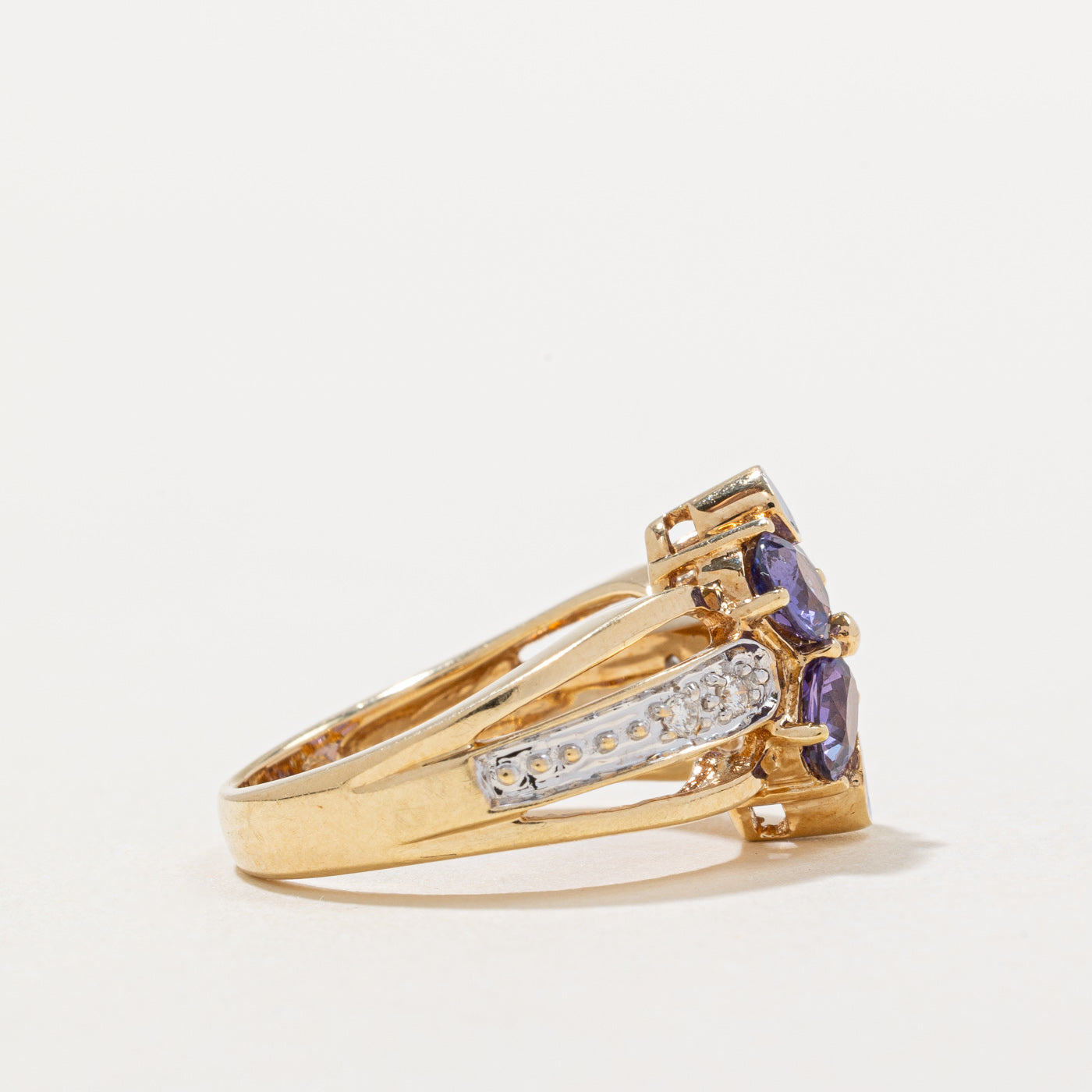 Violet Sapphire & Diamond Cocktail Ring | 1.20ctw, 0.10ctw | SZ 5.75 |