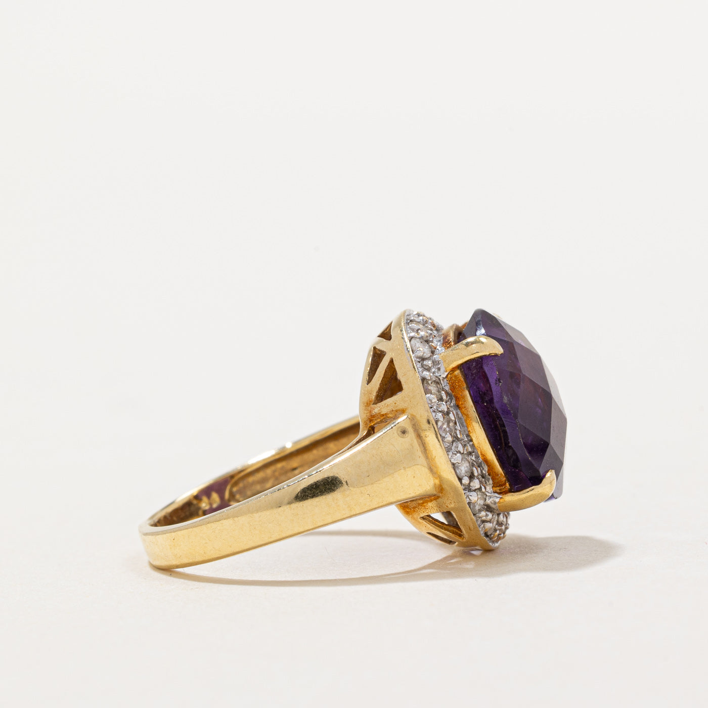 Bague halo améthyste et diamants | 5,00 ct, 0,16 ct au total | Taille 5,5 |