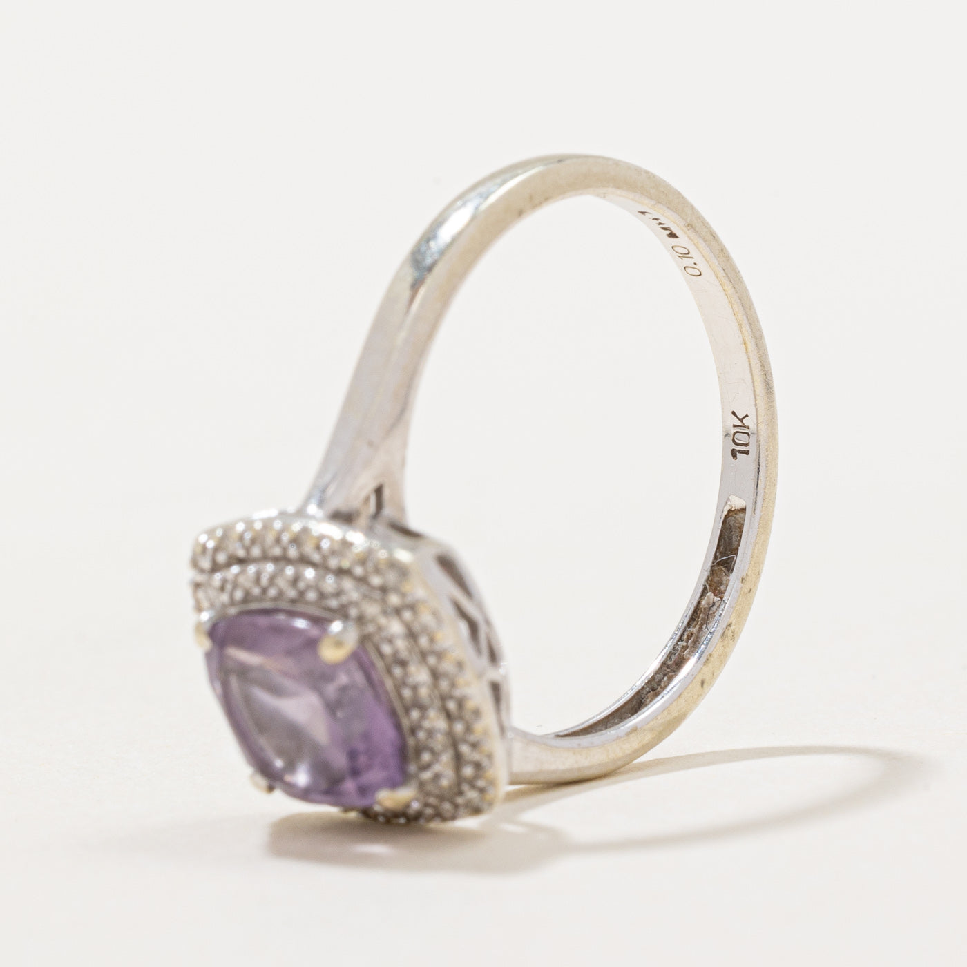 Amethyst & Diamond Halo Ring | 1.40ct, 0.10ctw | SZ 7.25 |
