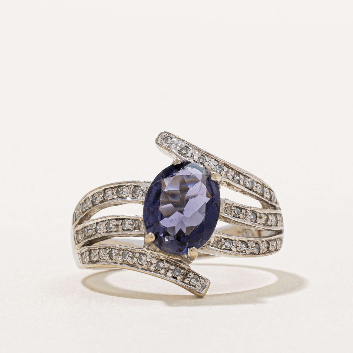 Iolite & Diamond Bypass Ring | 1.50ct, 0.15ctw | SZ 6 |