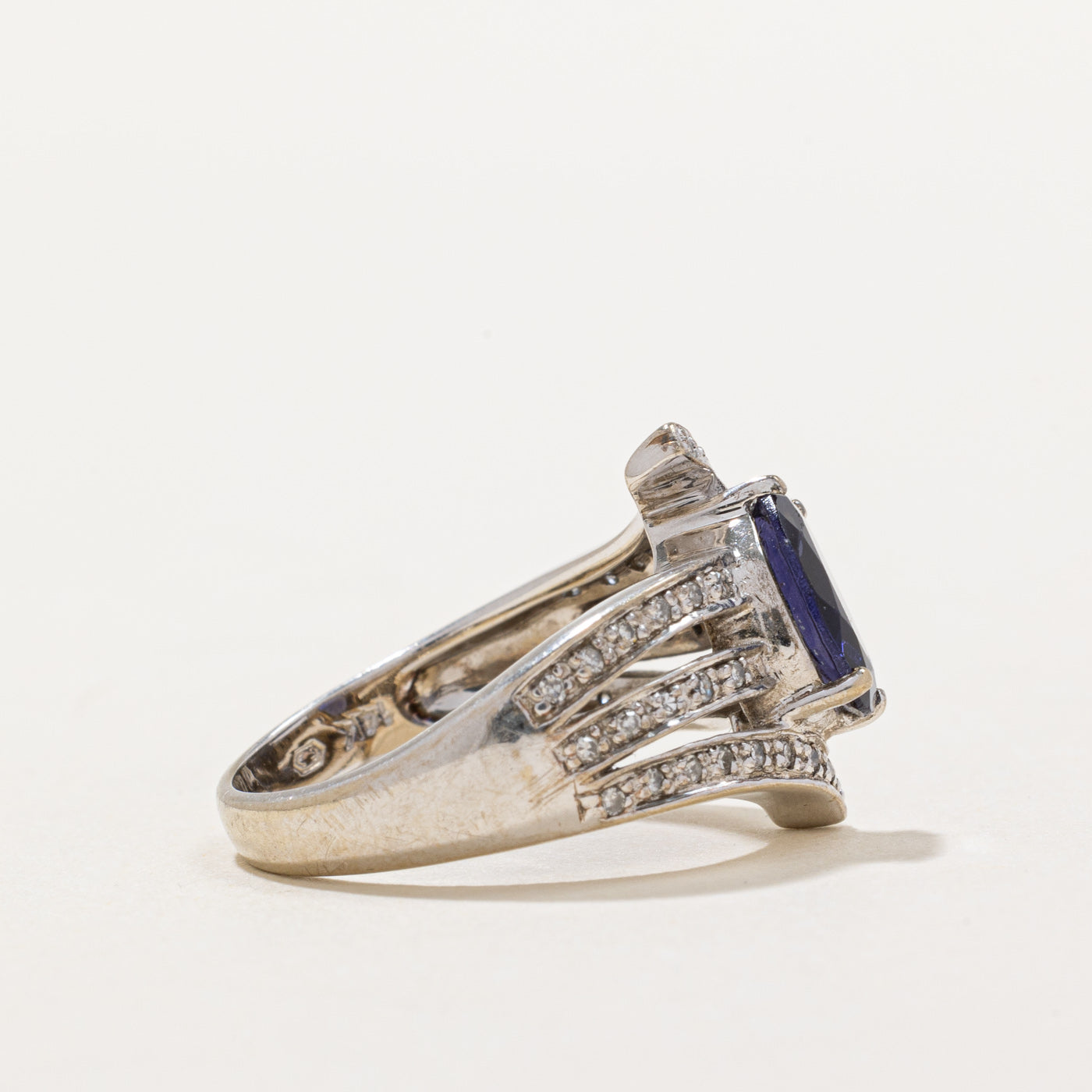 Iolite & Diamond Bypass Ring | 1.50ct, 0.15ctw | SZ 6 |
