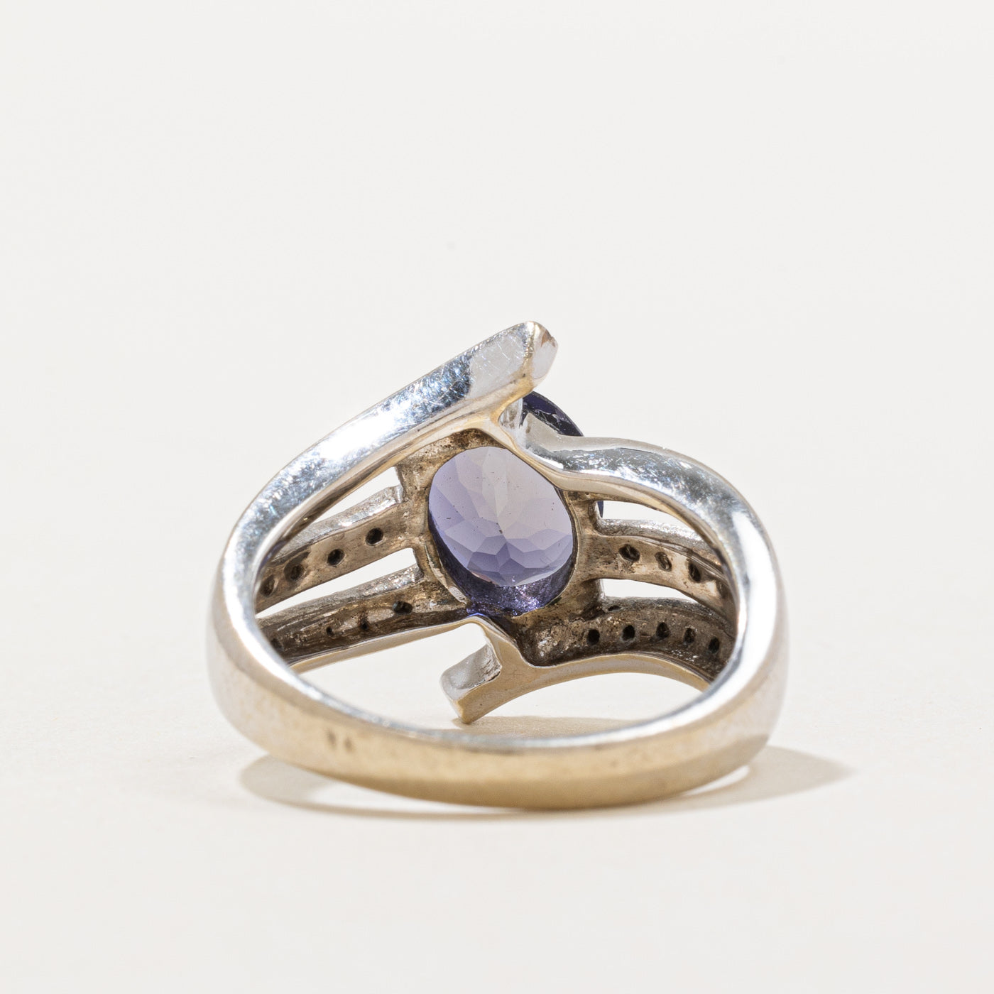 Iolite & Diamond Bypass Ring | 1.50ct, 0.15ctw | SZ 6 |