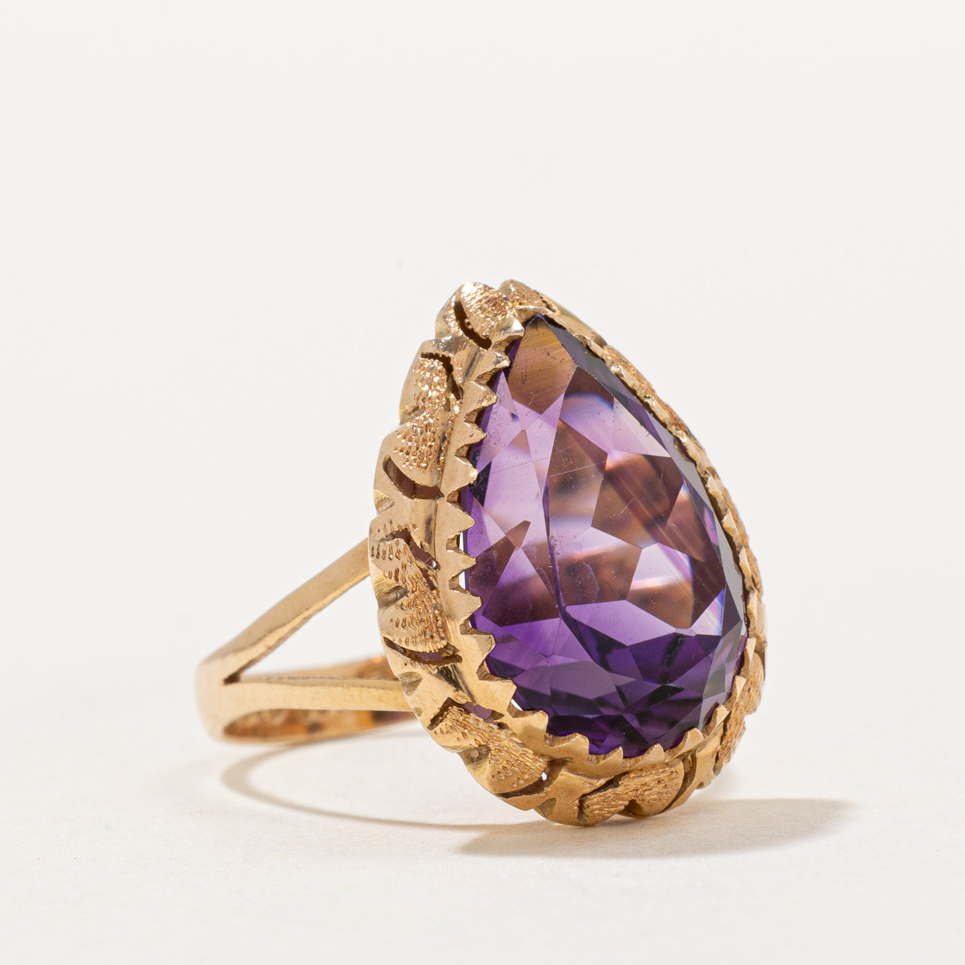 Pear Cut Amethyst Cocktail Ring | 7.00ct | SZ 4.5 |