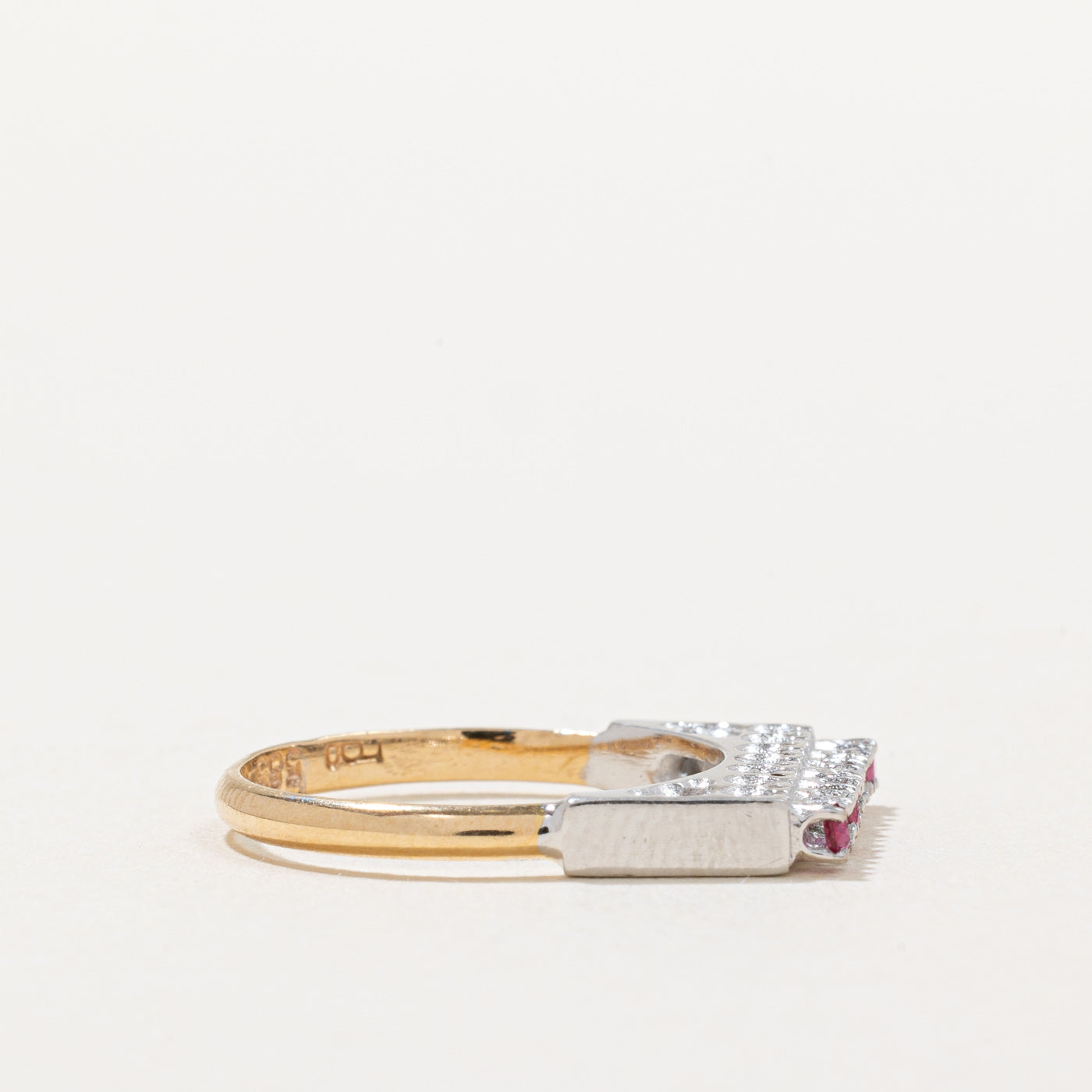 Ruby & Diamond High Set Ring | 0.12ctw, 0.08ctw | SZ 5.5 |