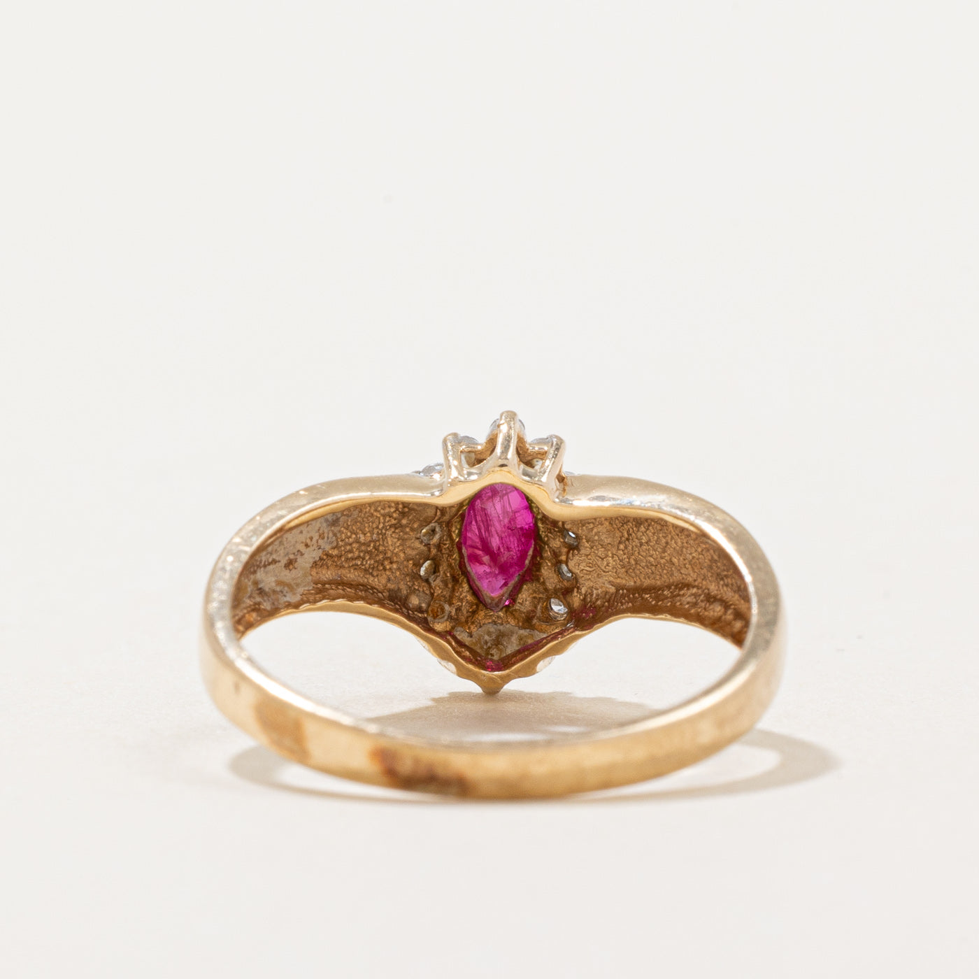 Ruby & Diamond Halo Chevron Ring | 0.23ct, 0.08ctw | SZ 6 |