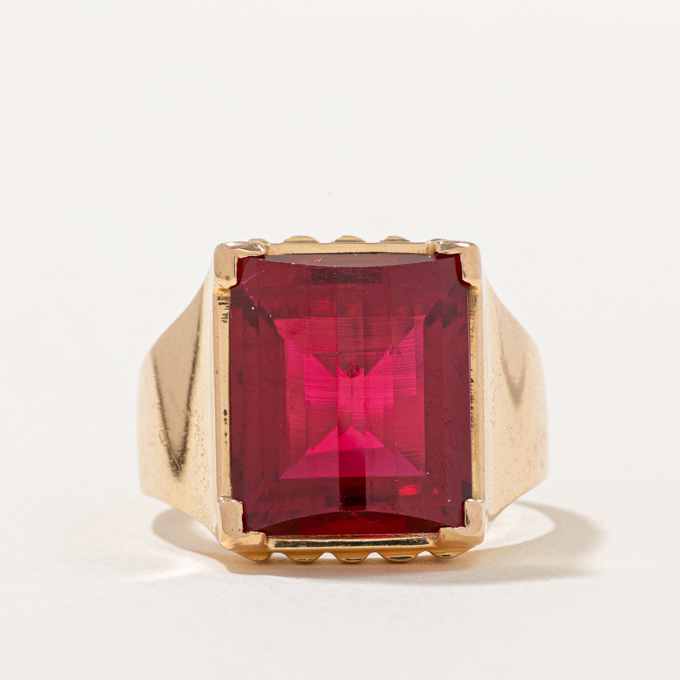 Synthetic Ruby Cocktail Ring | 14.00ct | SZ 10 |