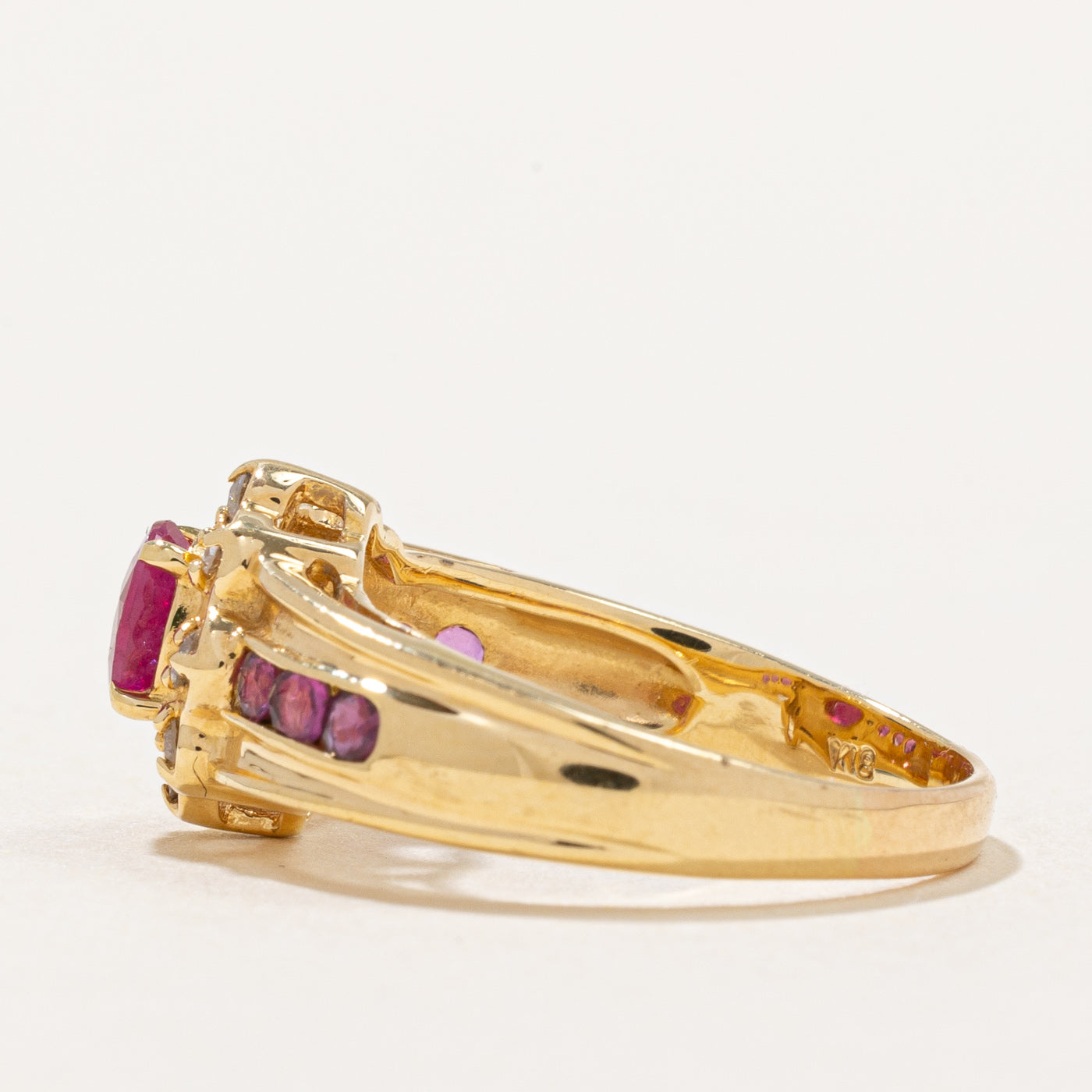 Ruby & Diamond Halo Ring | 0.60ctw, 0.08ctw | SZ 6 |