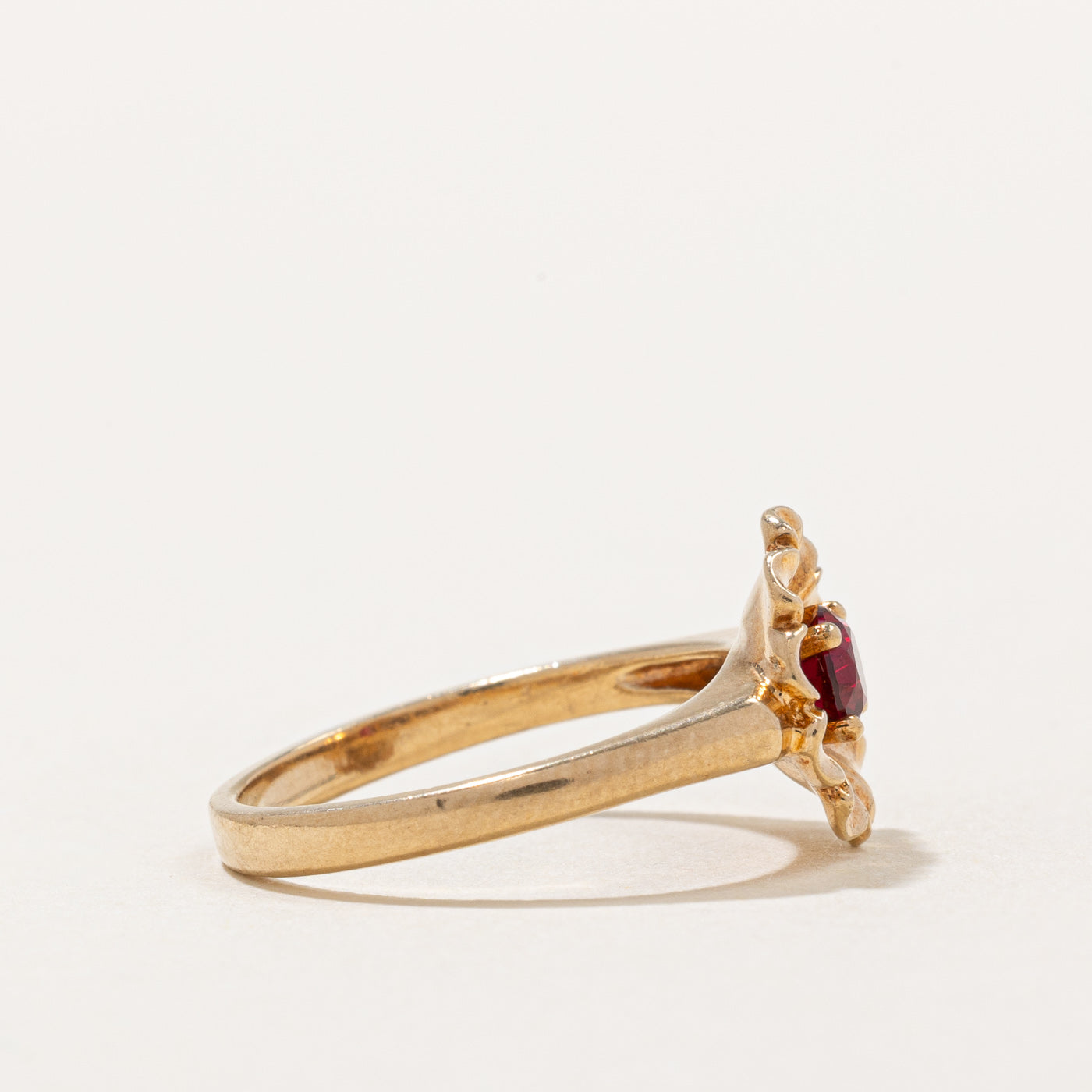 Synthetic Ruby Flower Ring | 0.30ct | SZ 5 |
