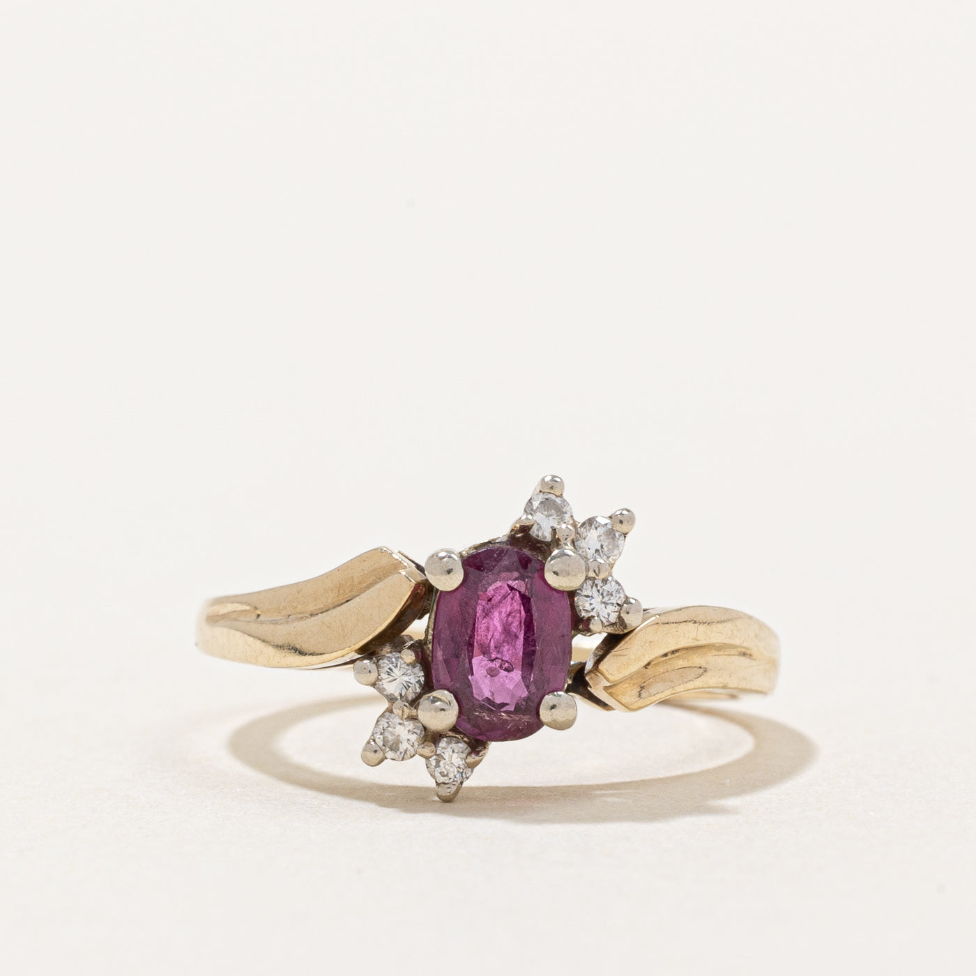 Ruby & Diamond Bypass Ring | 0.40ct, 0.07ctw | SZ 5 |
