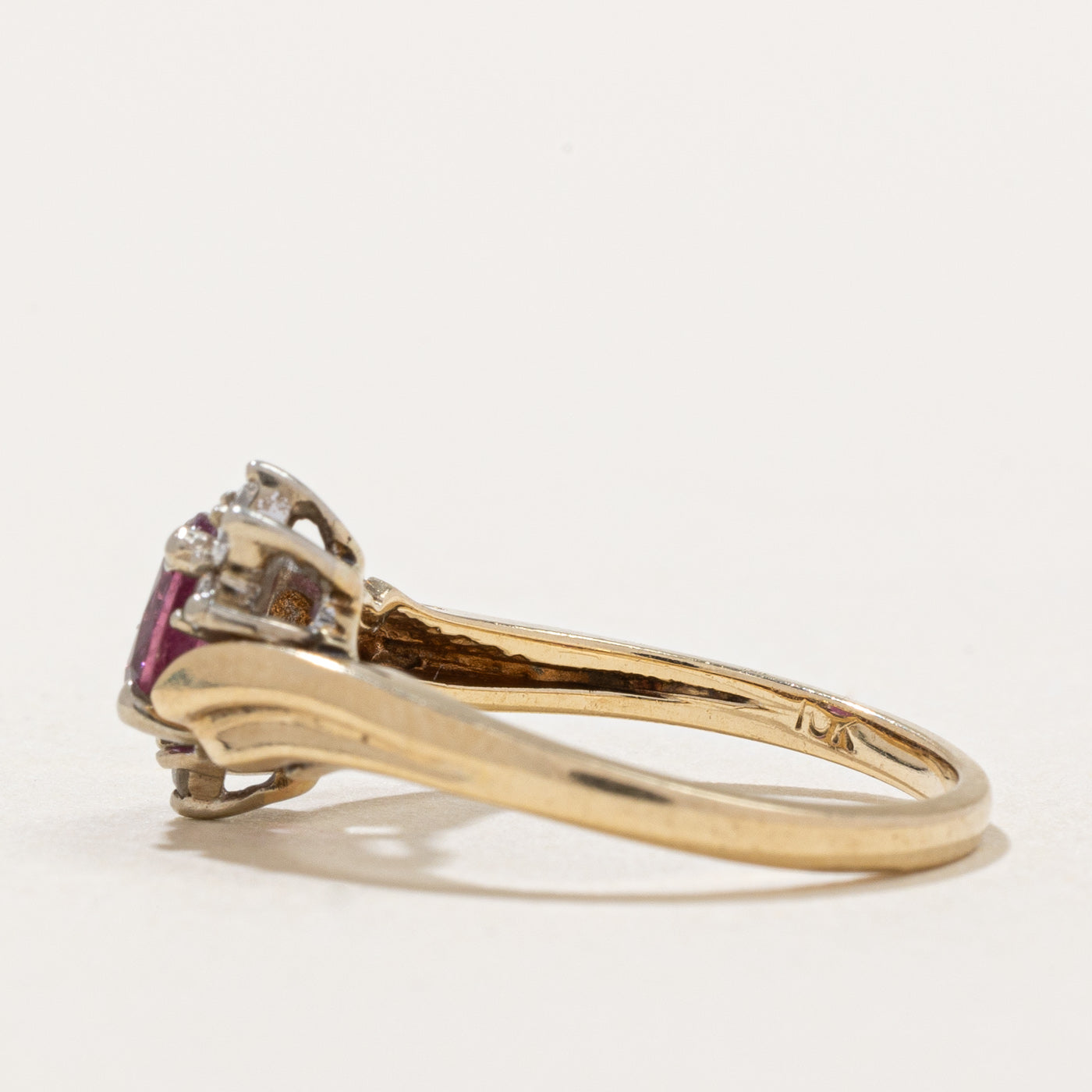 Ruby & Diamond Bypass Ring | 0.40ct, 0.07ctw | SZ 5 |