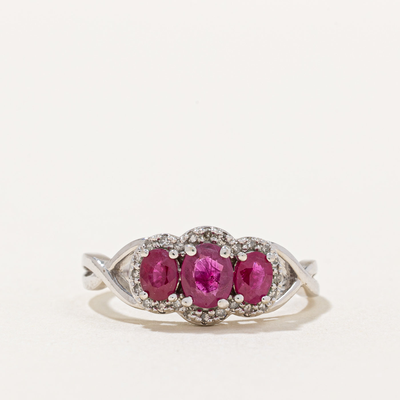 Three Stone Ruby & Diamond Cocktail Ring | 0.76ctw, 0.10ctw | SZ 7 |