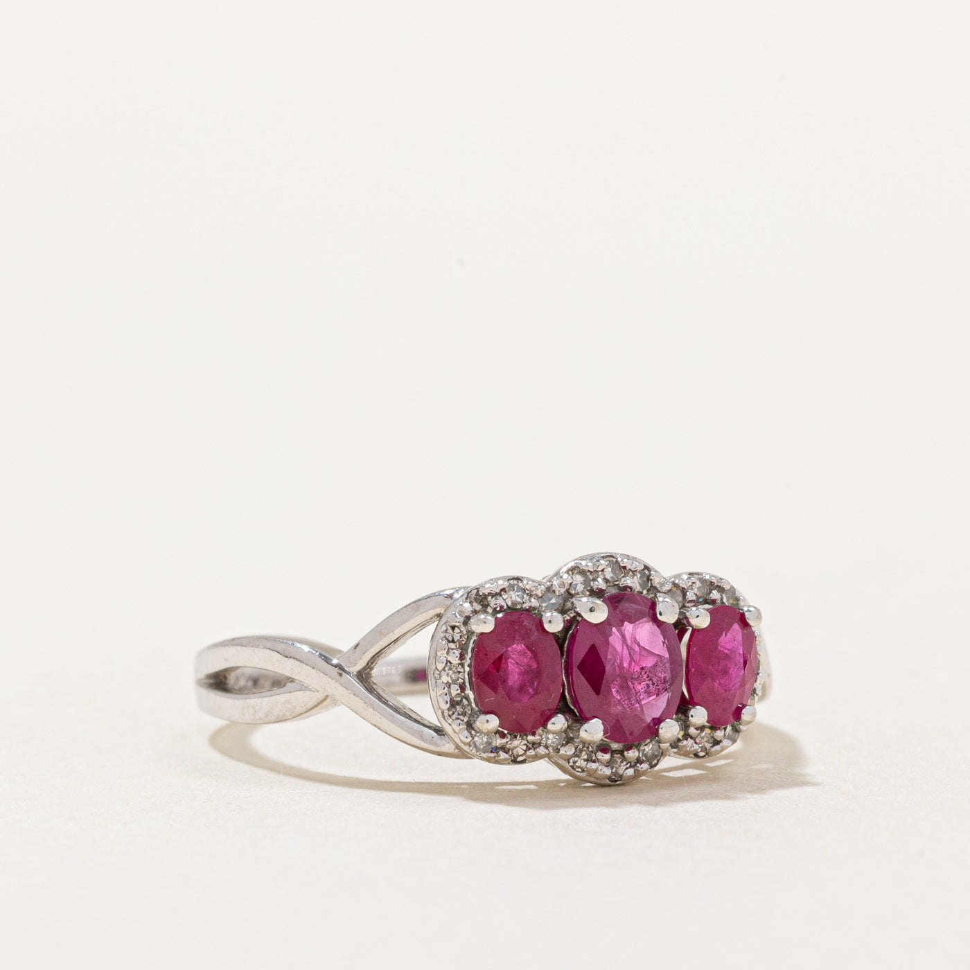 Three Stone Ruby & Diamond Cocktail Ring | 0.76ctw, 0.10ctw | SZ 7 |