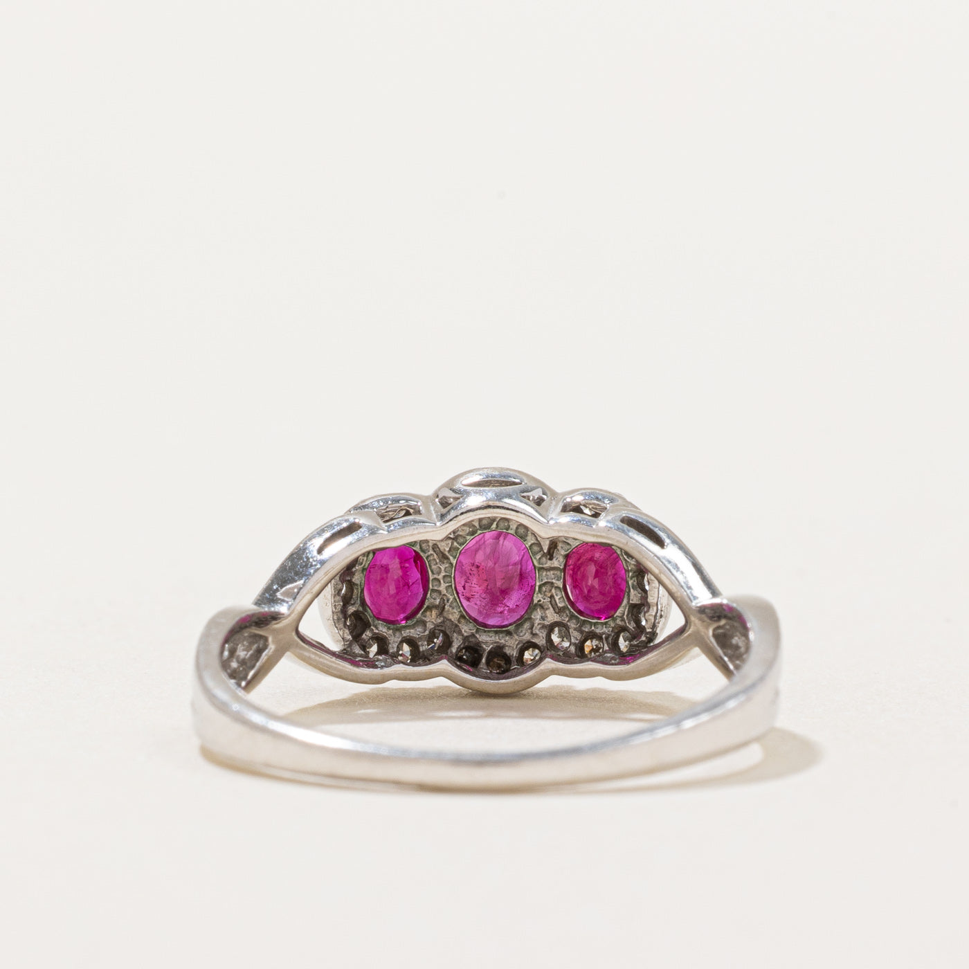 Three Stone Ruby & Diamond Cocktail Ring | 0.76ctw, 0.10ctw | SZ 7 |