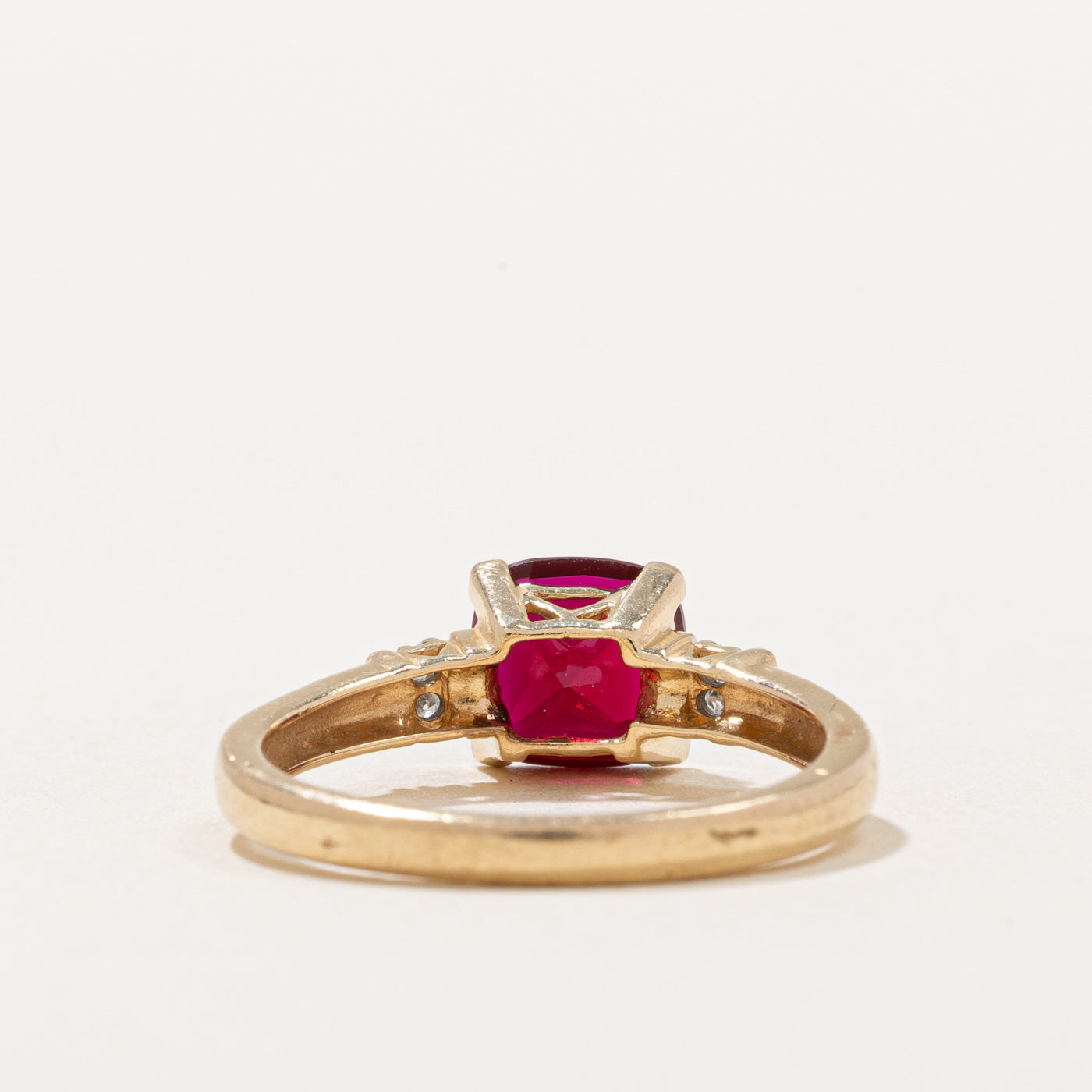 Synthetic Ruby & Diamond Ring | 2.00ct, 0.03ctw | SZ 7.25 |