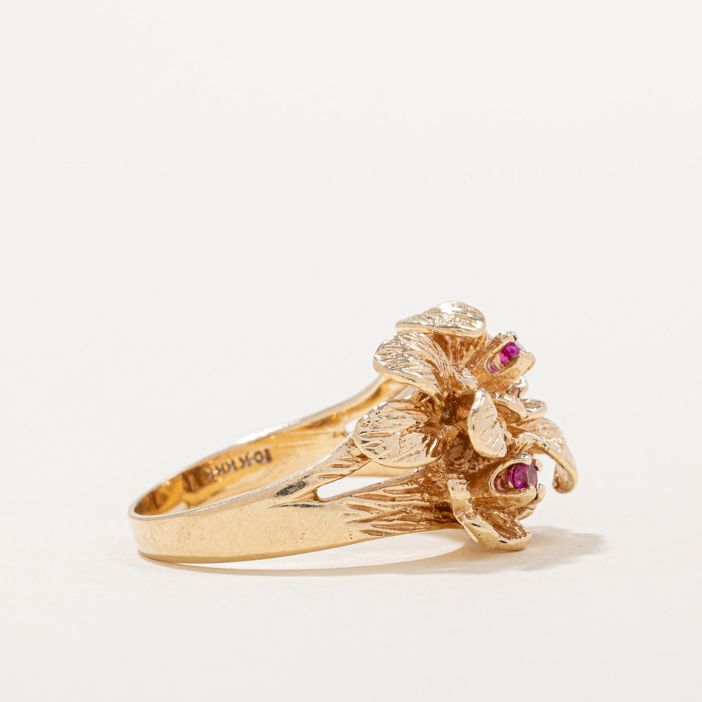 Synthetic Ruby Flower Ring | 0.34ctw | SZ 9 |