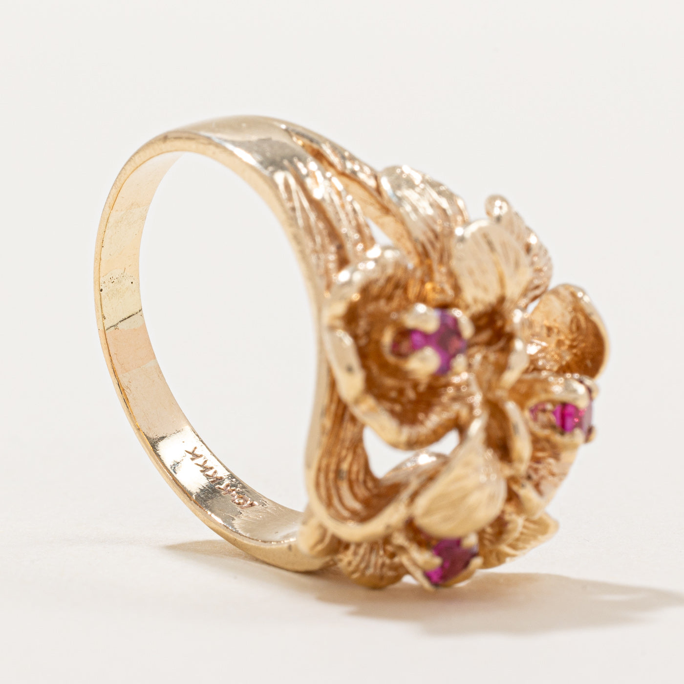 Synthetic Ruby Flower Ring | 0.34ctw | SZ 9 |