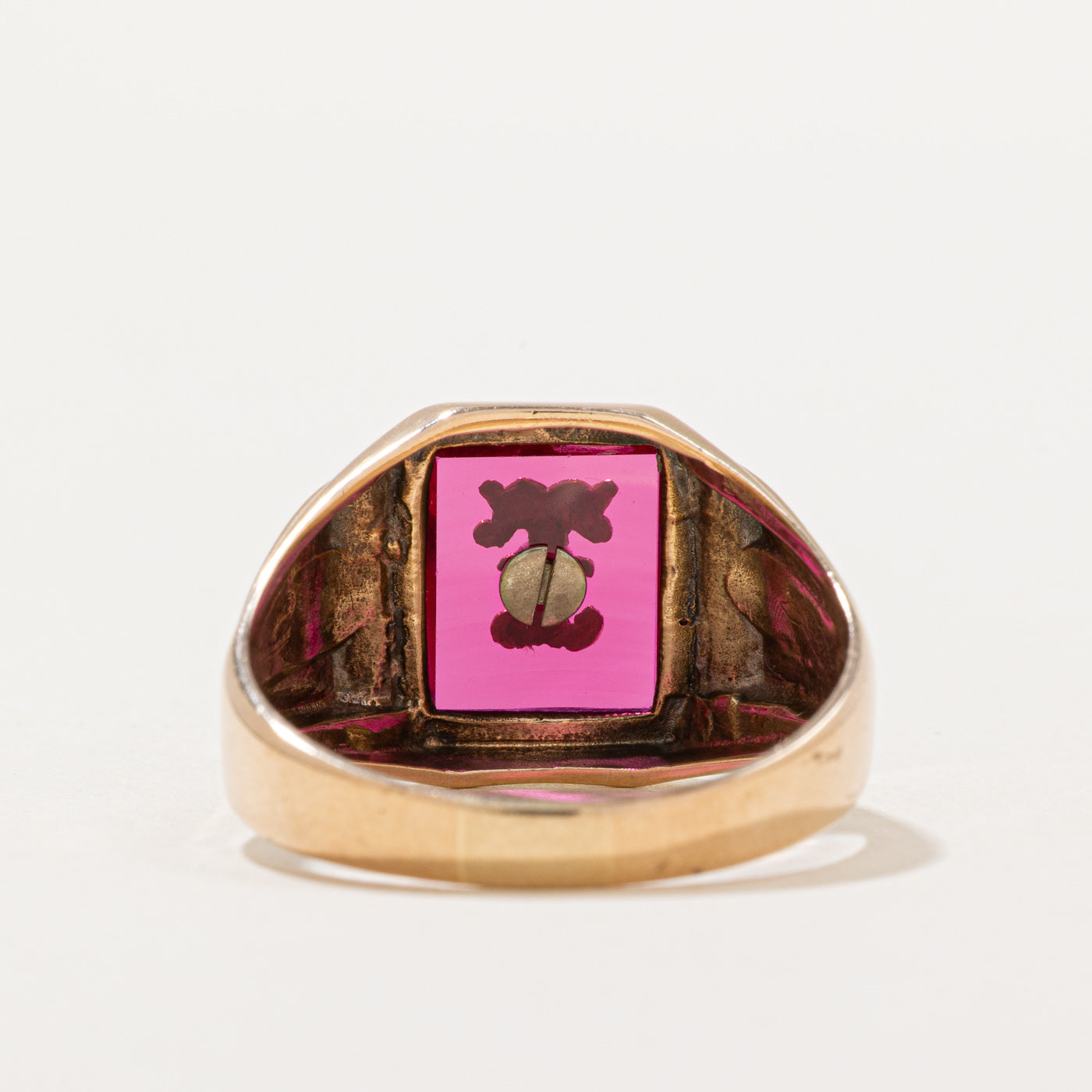 Synthetic Ruby 'T' initial Ring | 6.00ct | SZ 12 |