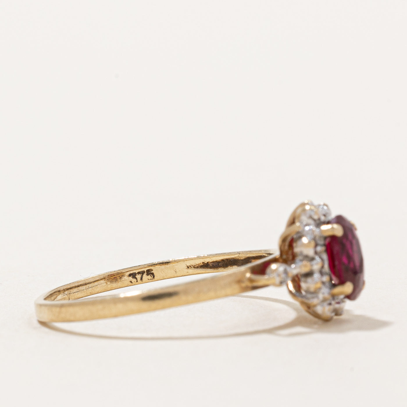 Synthetic Ruby & Diamond Halo Ring | 0.50ct, 0.01ctw | SZ 7 |