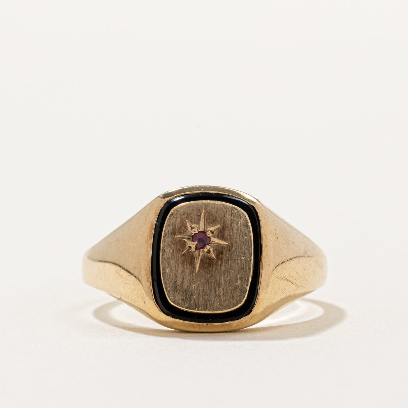 Ruby & Black Onyx Signet Ring | 0.02ct, 1.50ct | SZ 10 |