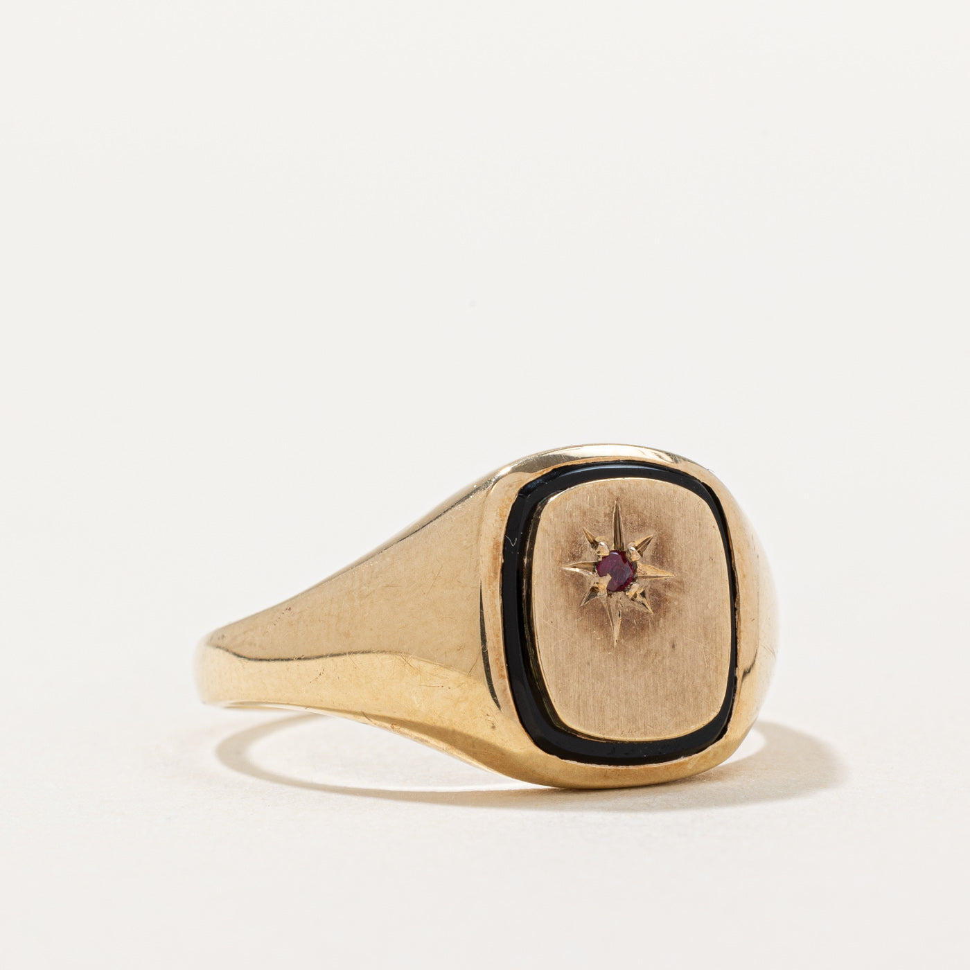 Ruby & Black Onyx Signet Ring | 0.02ct, 1.50ct | SZ 10 |