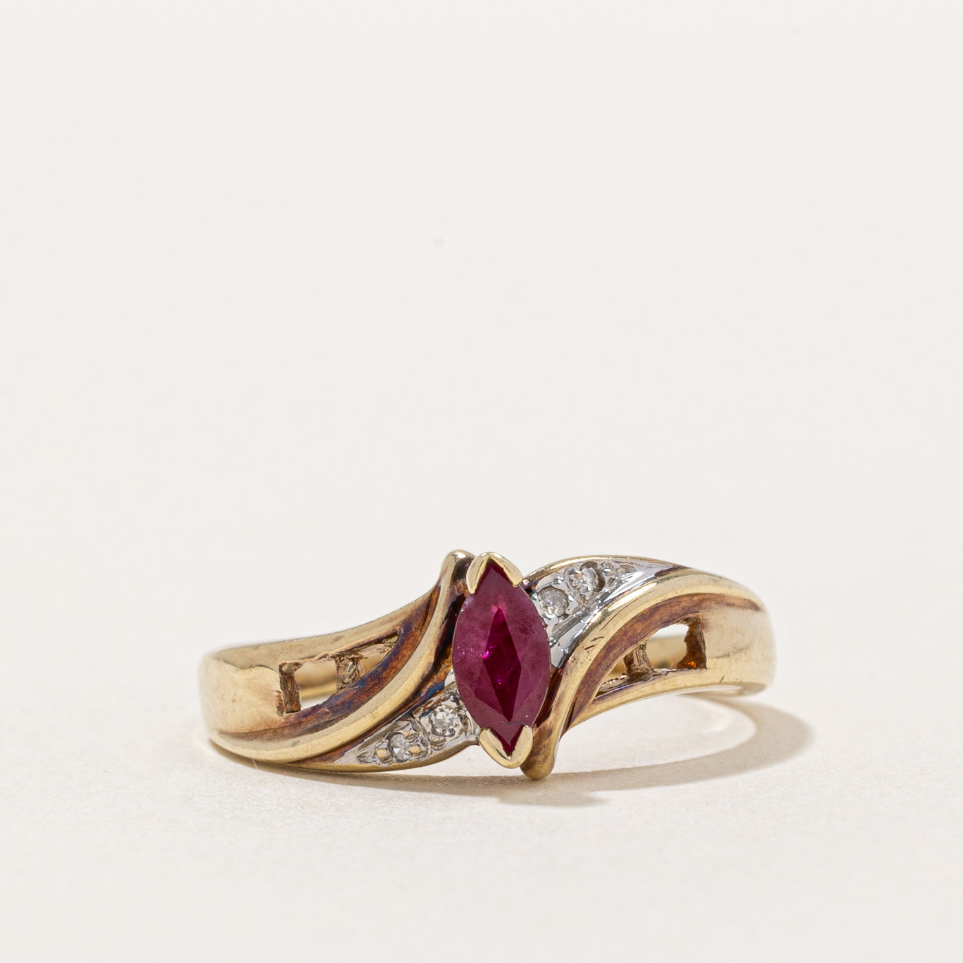 Ruby & Diamond Bypass Ring | 0.23ct, 0.02ctw | SZ 6 |
