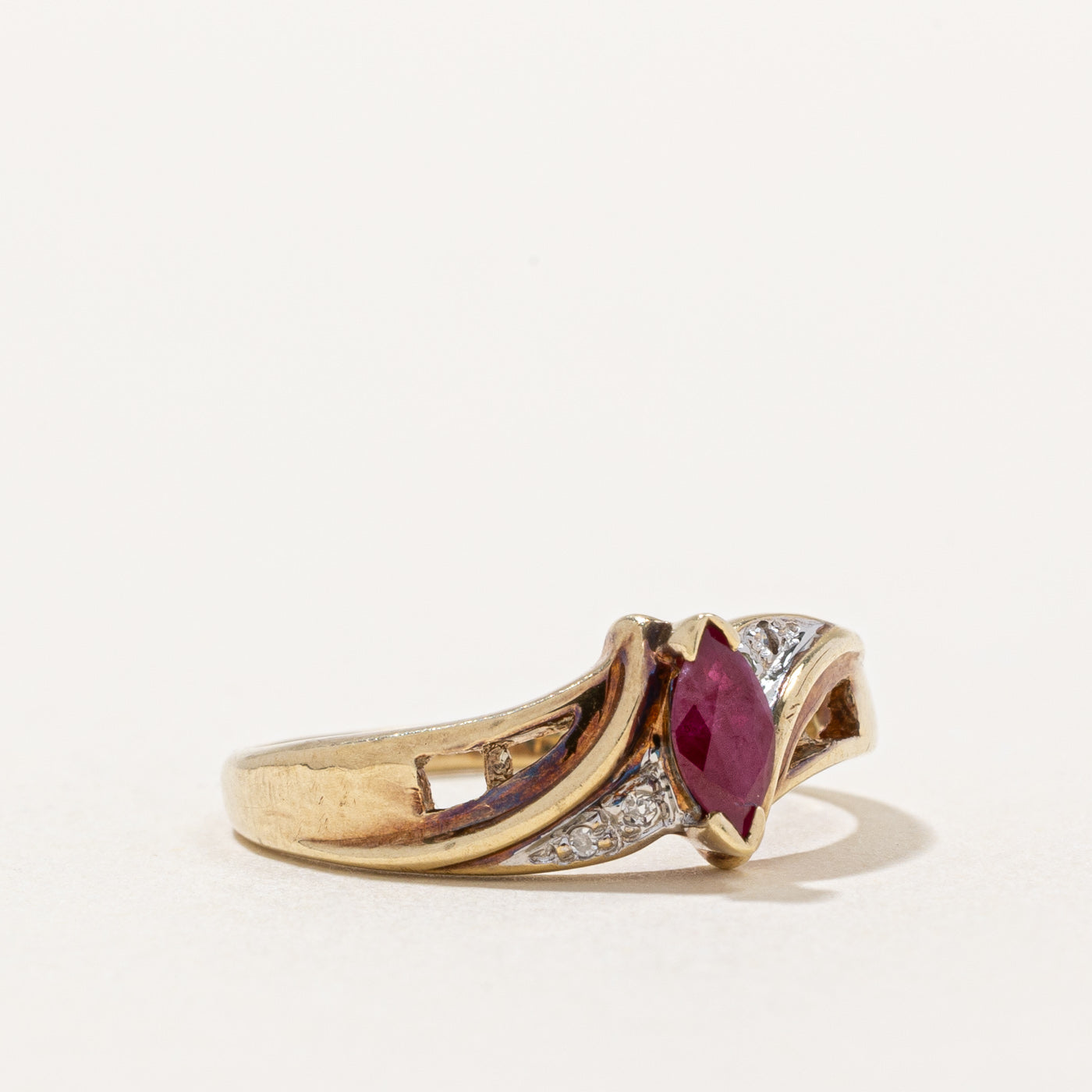 Ruby & Diamond Bypass Ring | 0.23ct, 0.02ctw | SZ 6 |