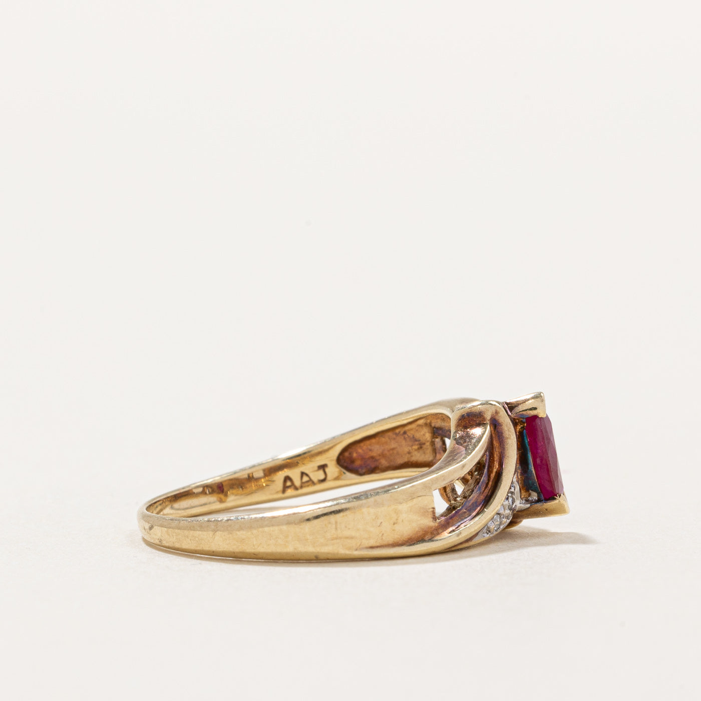 Ruby & Diamond Bypass Ring | 0.23ct, 0.02ctw | SZ 6 |