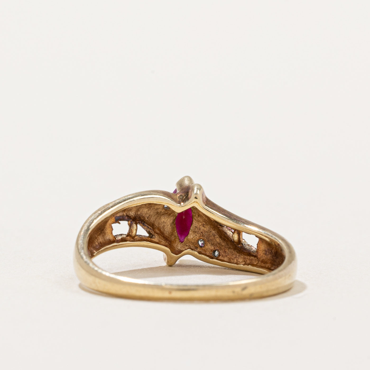 Ruby & Diamond Bypass Ring | 0.23ct, 0.02ctw | SZ 6 |