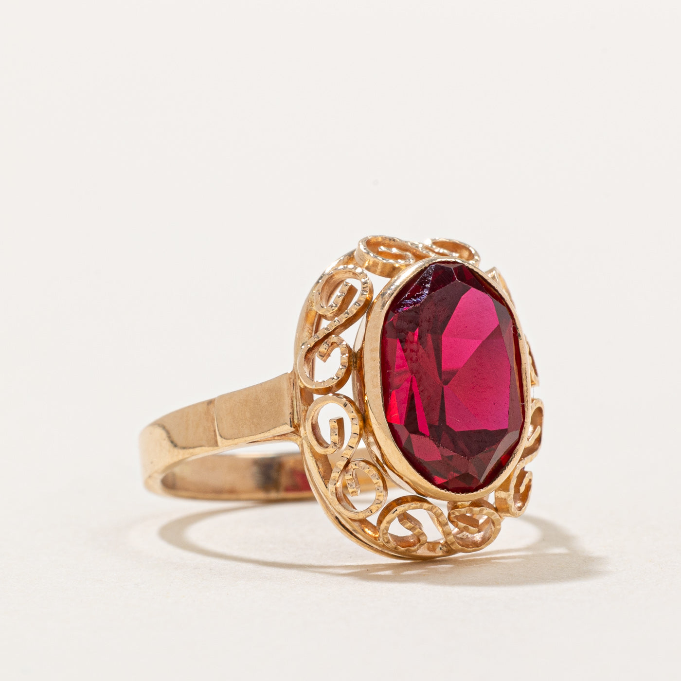 Synthetic Ruby Cocktail Ring | 3.60ct | SZ 6.25 |