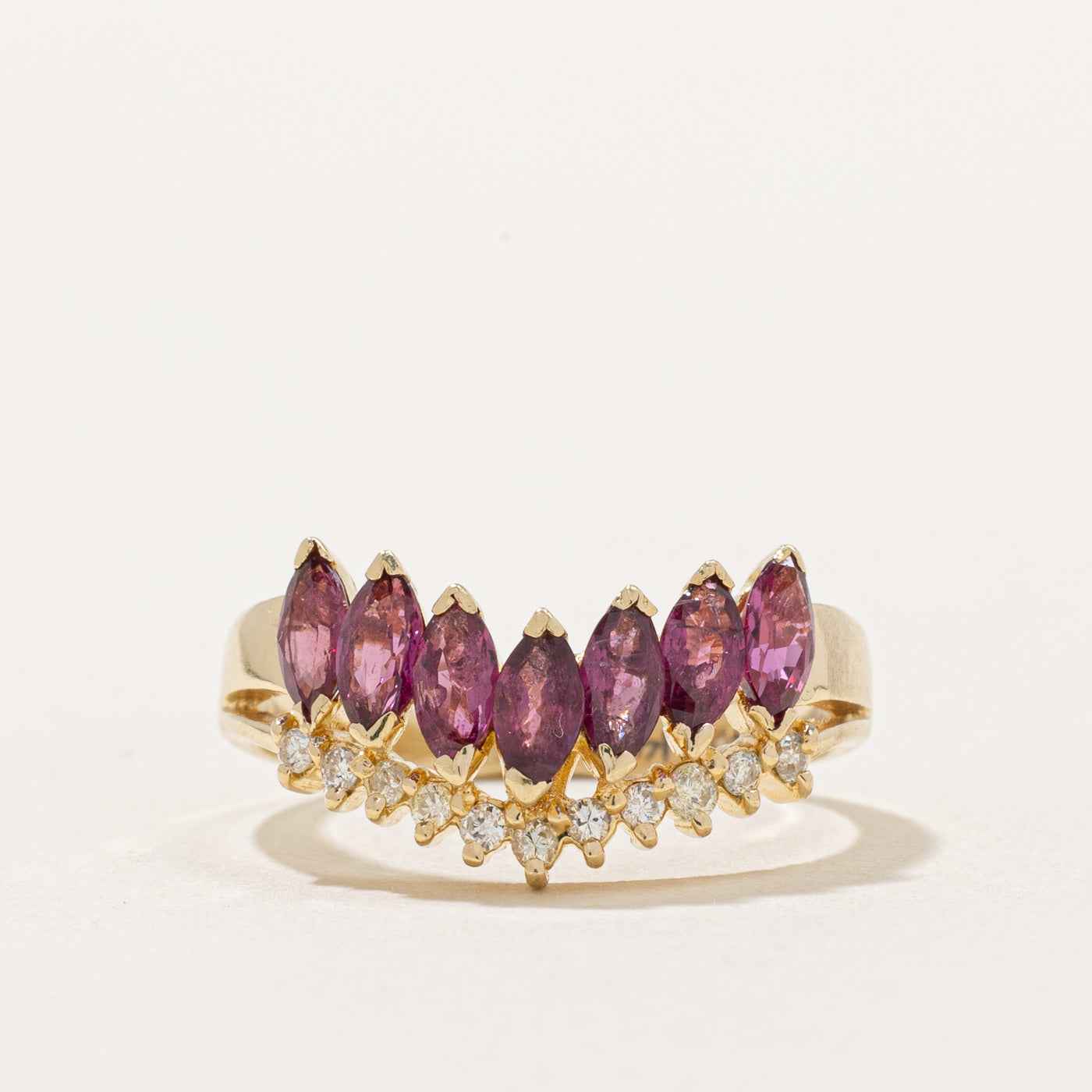 Ruby & Diamond Chevron Ring | 0.91ctw, 0.22ctw | SZ 5.75 |